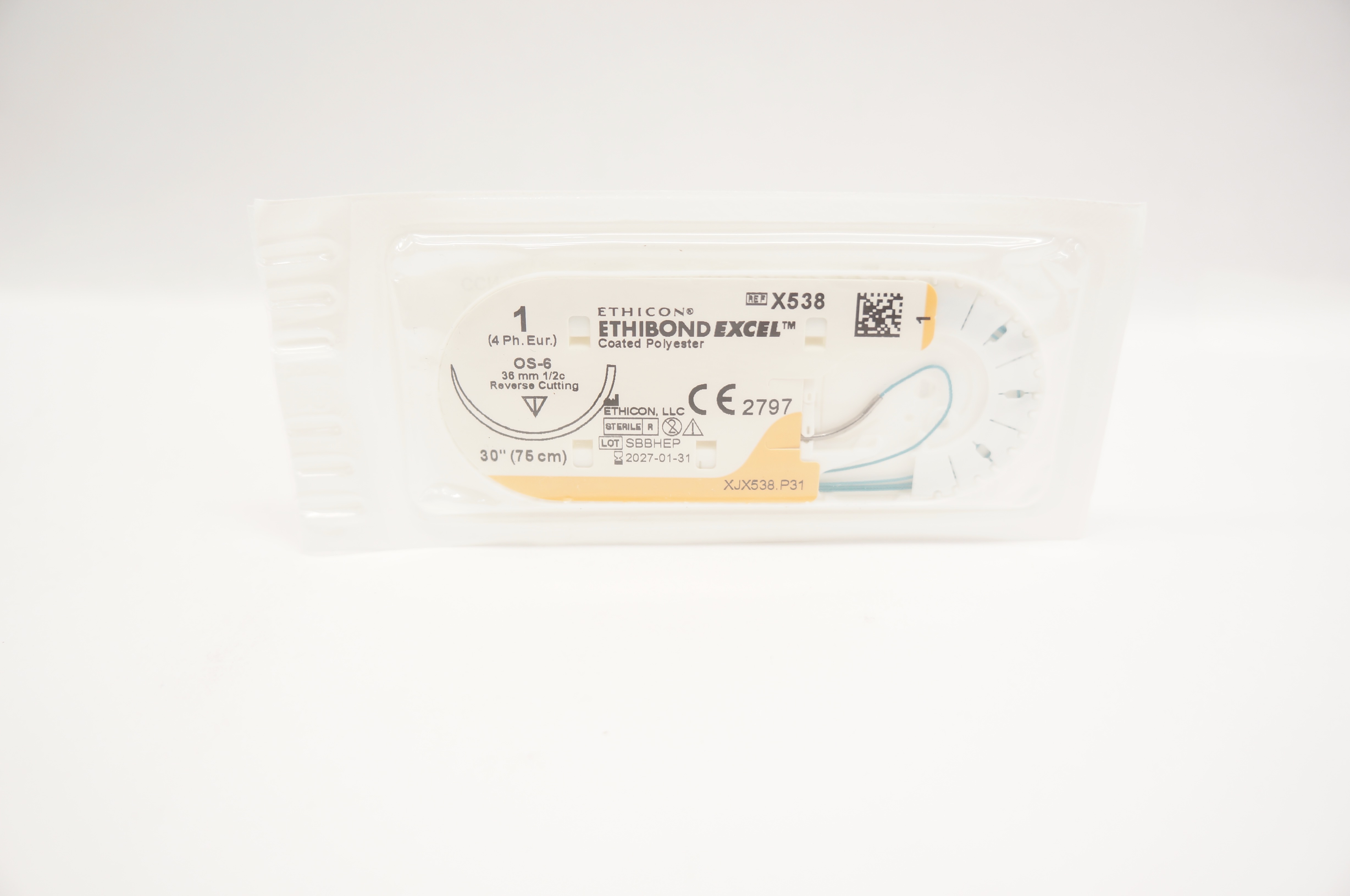 Ethicon X538 1 ETHIBOND EXCEL Stre OS-6 36mm 1/2c Reverse Cutting 30inch