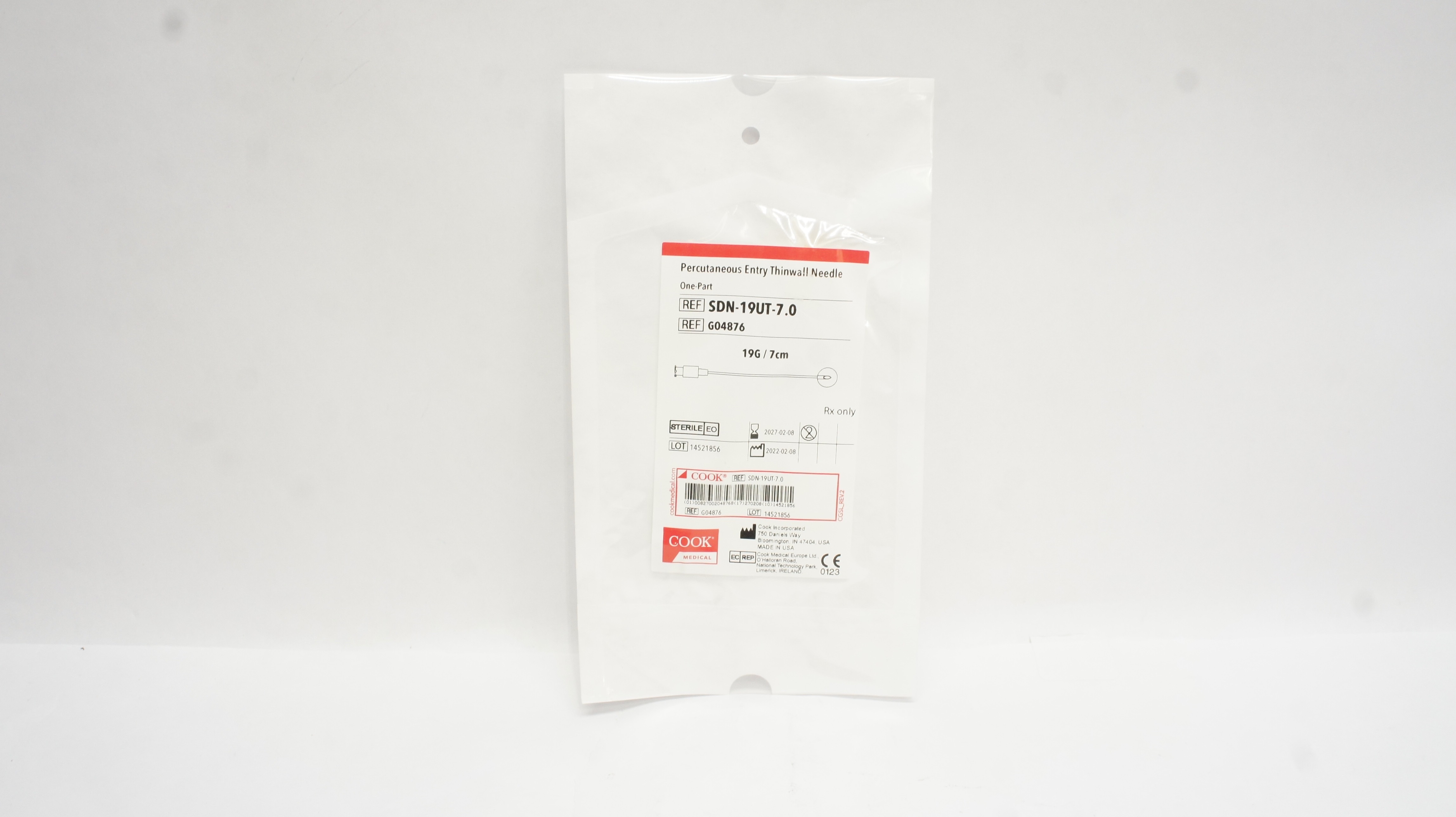 Cook Medical G04876 Percutaneous Entry Thinwall Needle One-Part 19G/7cm