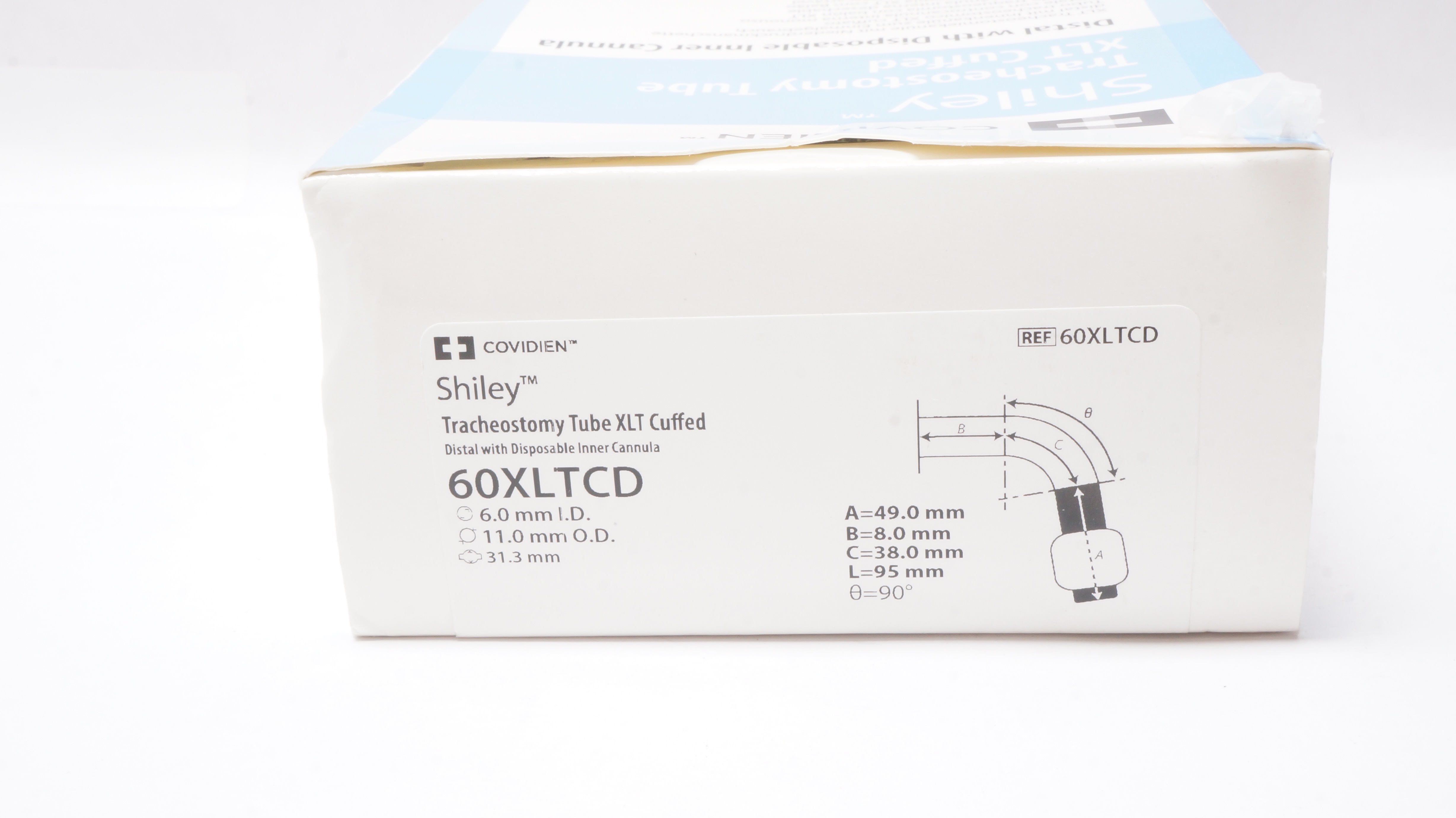 Covidien 60XLTCD Shiley Tracheostomy Tube XLT Cuffed 6.0 ID x 11.0 OD x 31.3mm