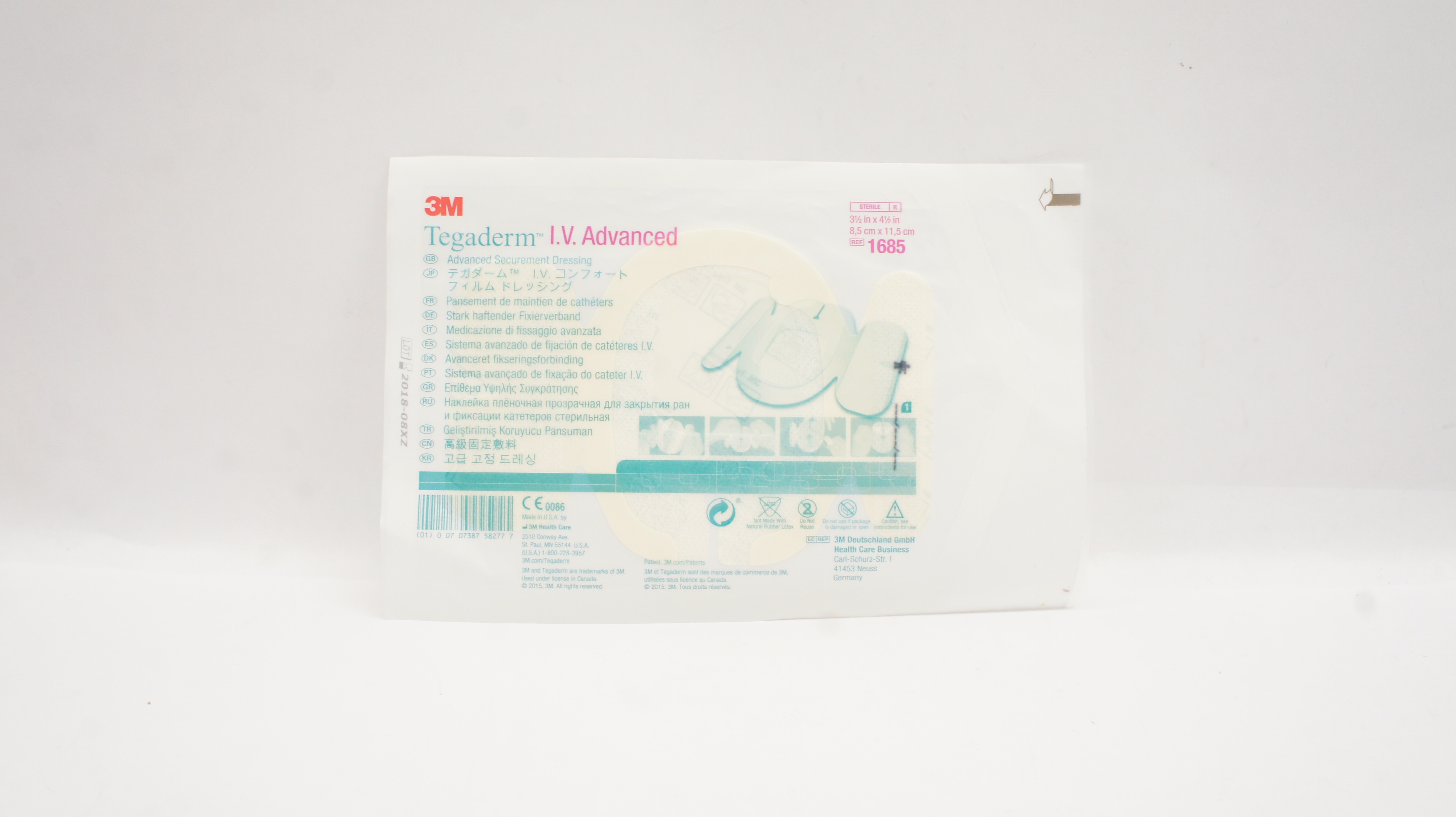 3M 1685 Tegaderm I.V. Advanced Securement Dressing 3-1/2 x 4 1/2 inch (x)