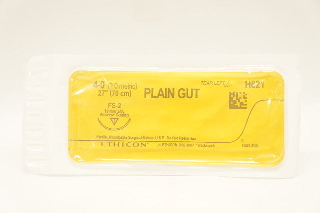 Ethicon H821 4-0 PLAIN GUT Surgical Stre FS-2 19mm 3/8c Reverse Cutting, 27inch