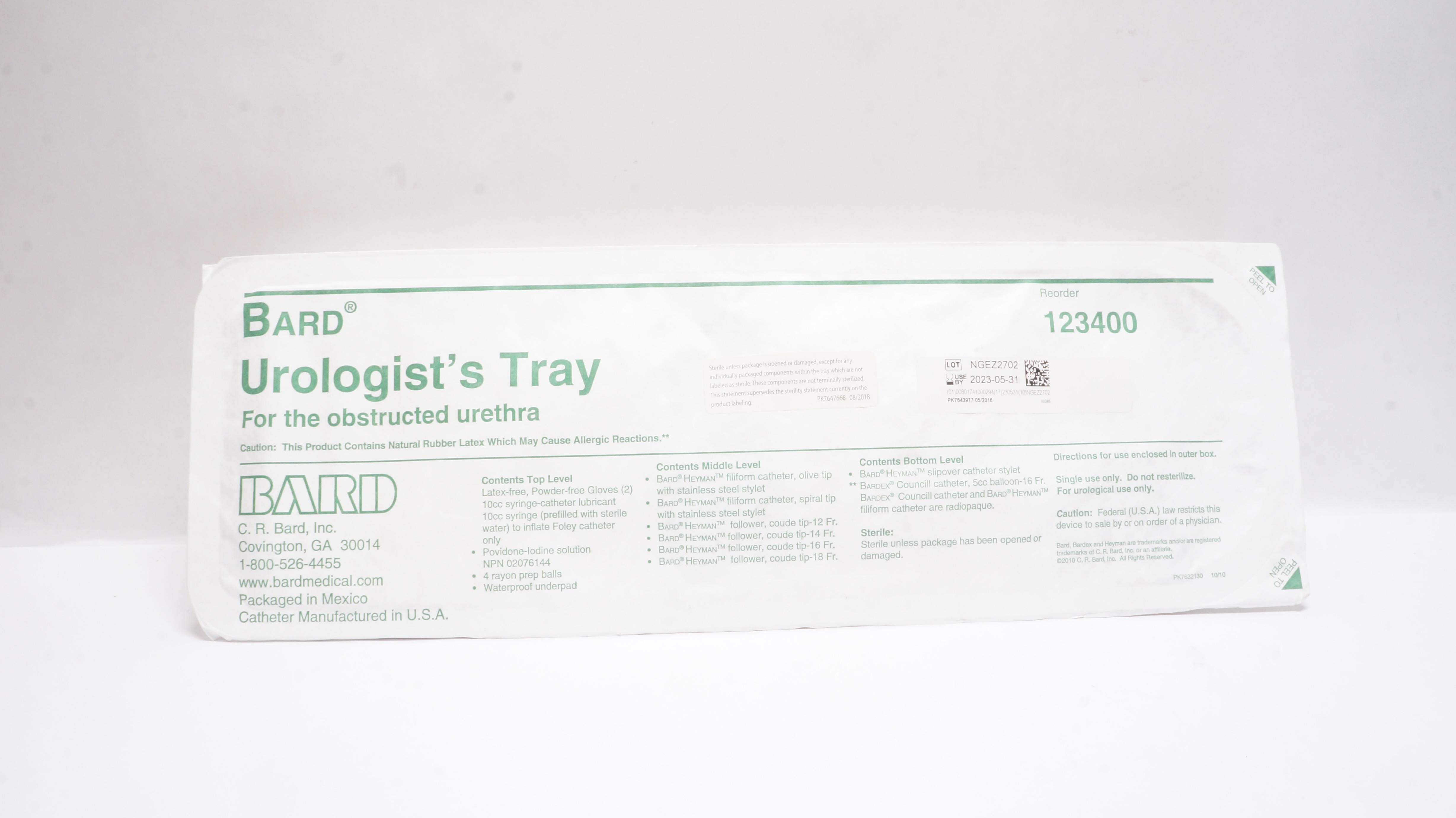 Bard 123400 Urologist's Tray for the Obstructed Urethra (x)