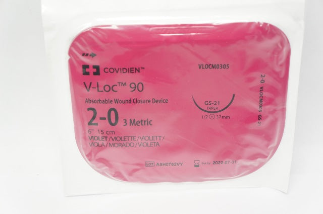 Covidien VLOCM0305 2-0 V-Loc Wound Closure Device GS-21 Taper 1/2 37mm, 6inch(x)