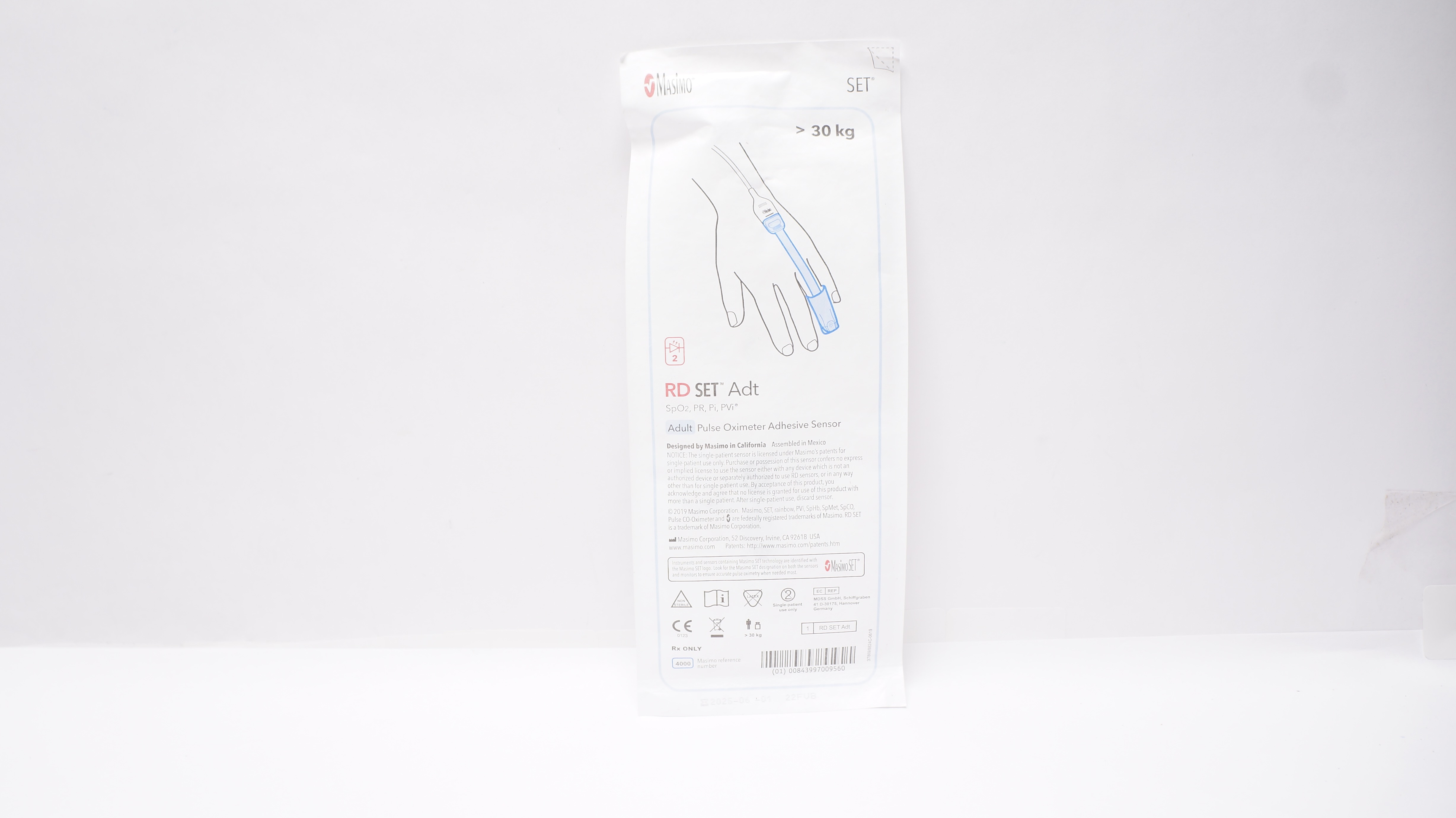 Masimo 4000 RD SET Adt Adult Pulse Oximeter Adhesive Sensor >30kg