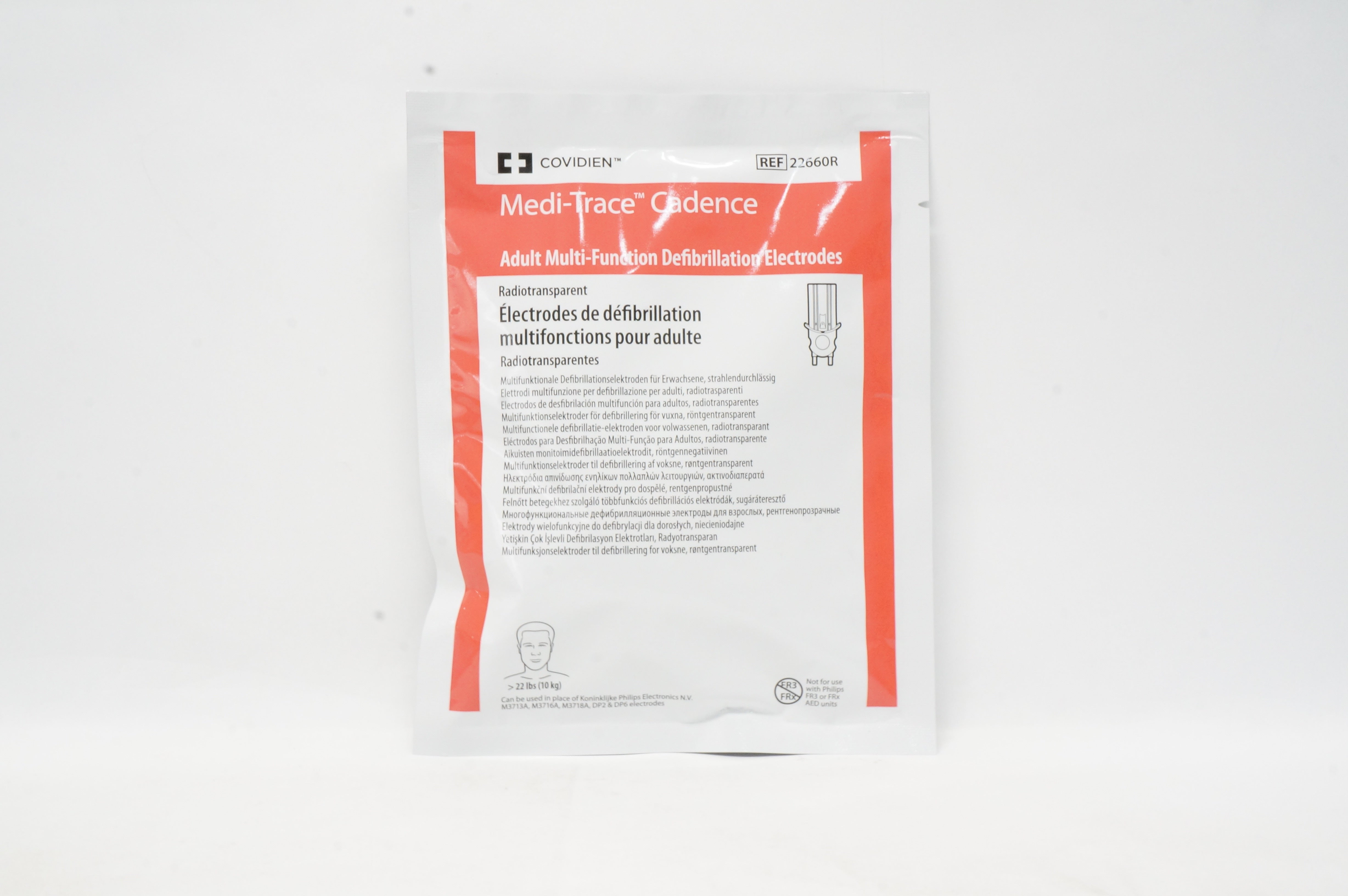 Covidien 22660R Medi-Trace Adult Multi-Function Defibrillation Electrodes >22Ibs