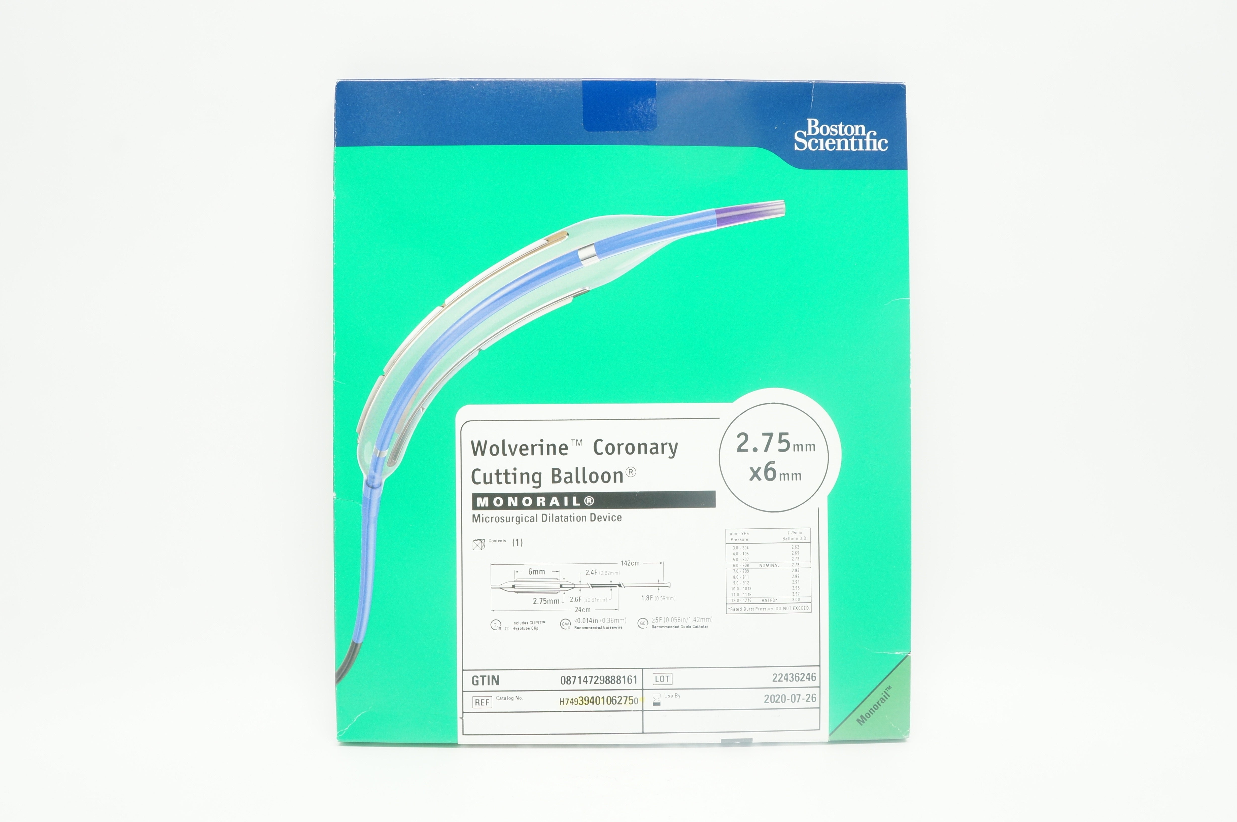 Boston Scientific H74939401062750 Wolverine Coronary Cutting Balloon 2.75x6mm(x)