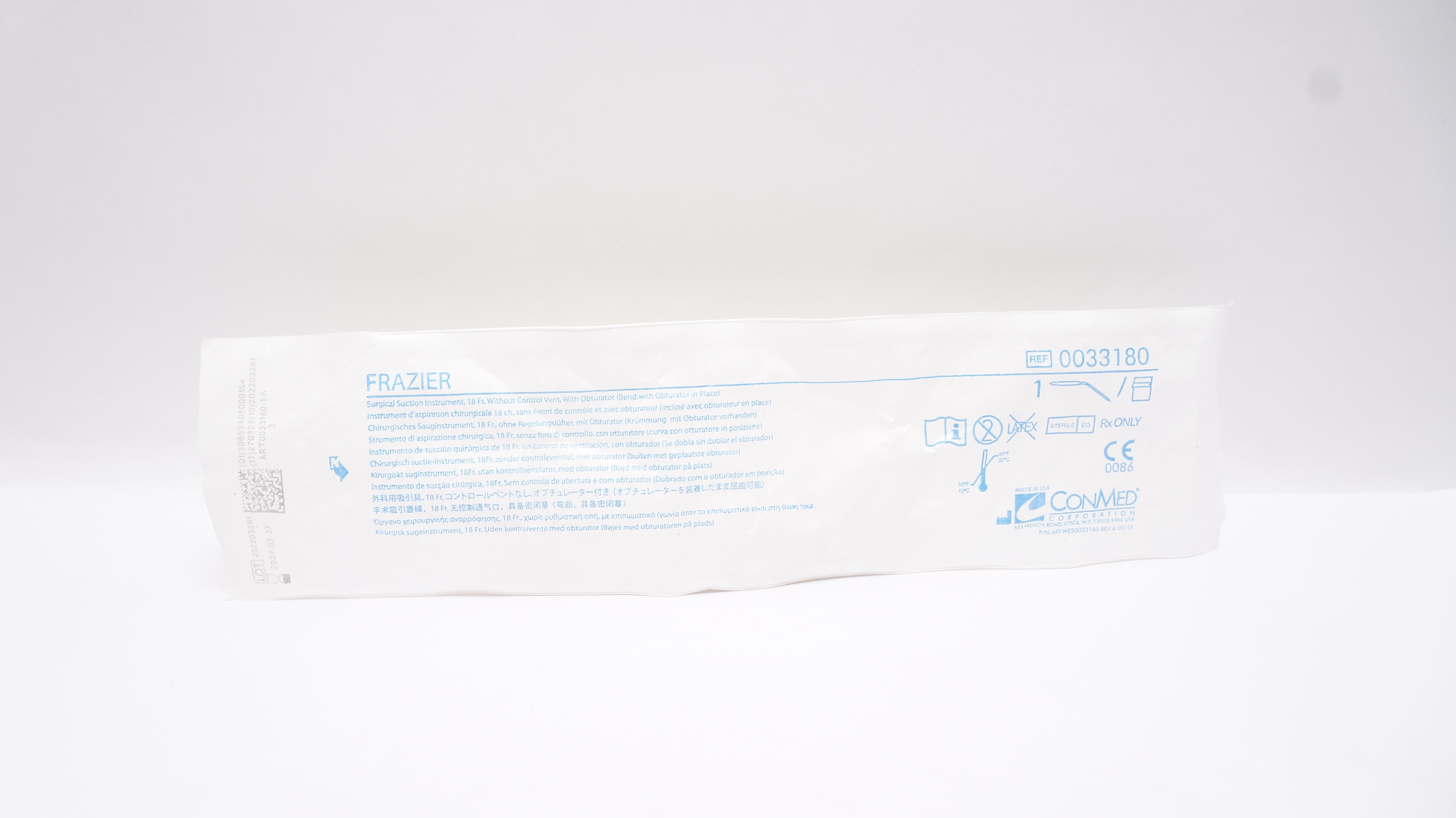 ConMed 0033180 Frazier Surgical Suction Instrument 18Fr.