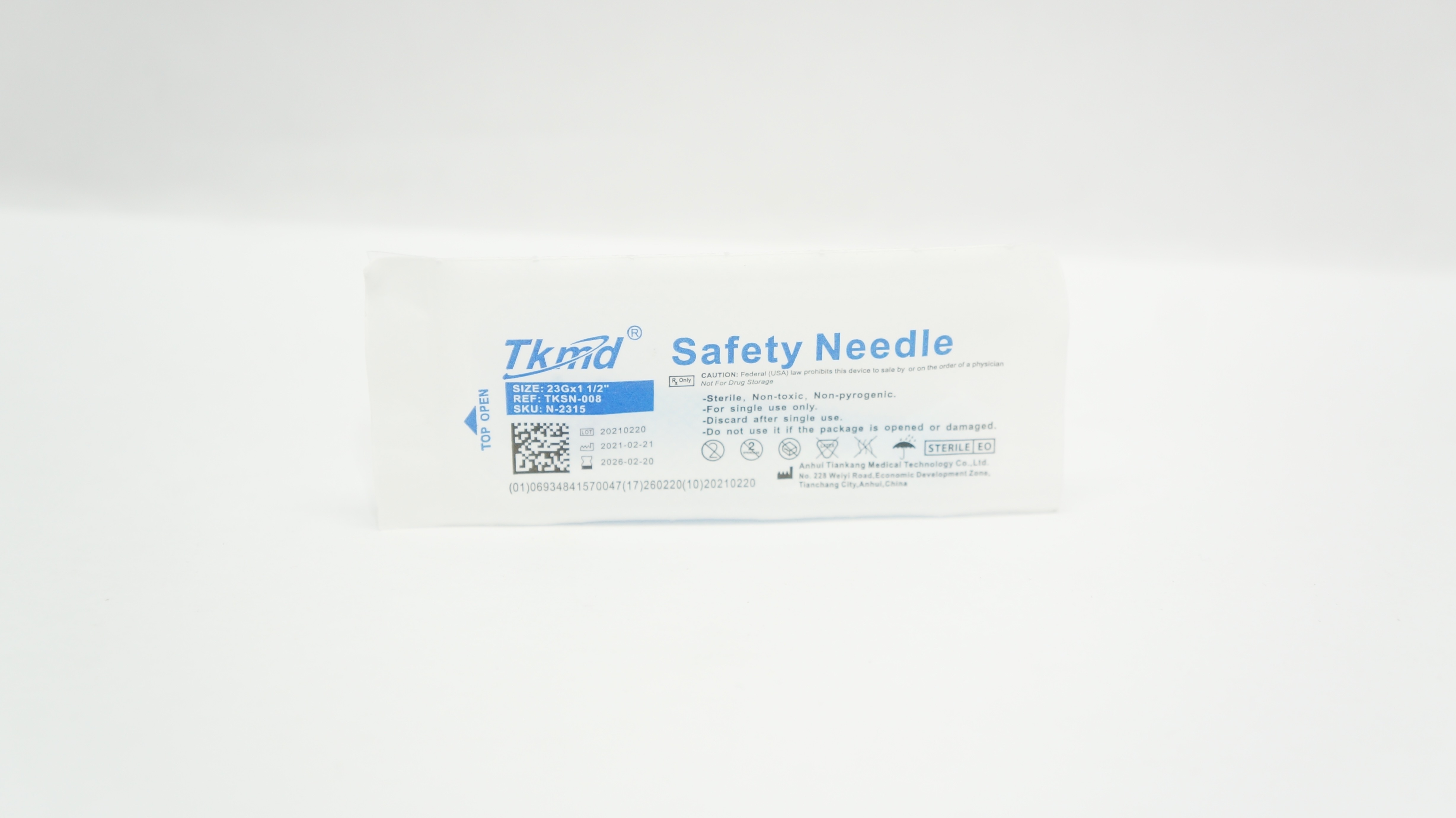 Anhui Tiankang Medical TKSN-008 N-2315 Tkmd Safety Ndle 23G x 1-1/2inch