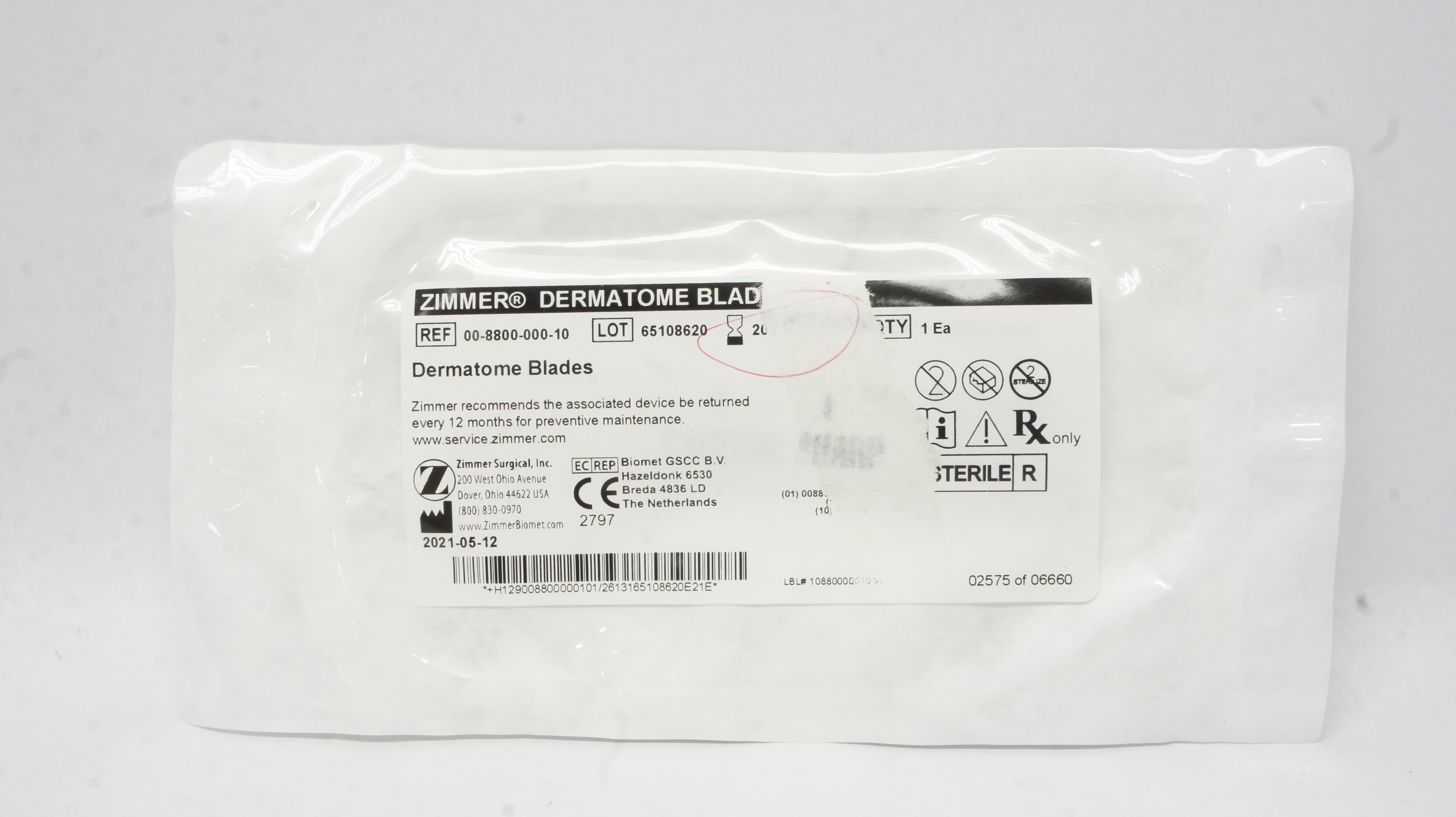 Zimmer 00-8800-000-10 Dermatome Blades