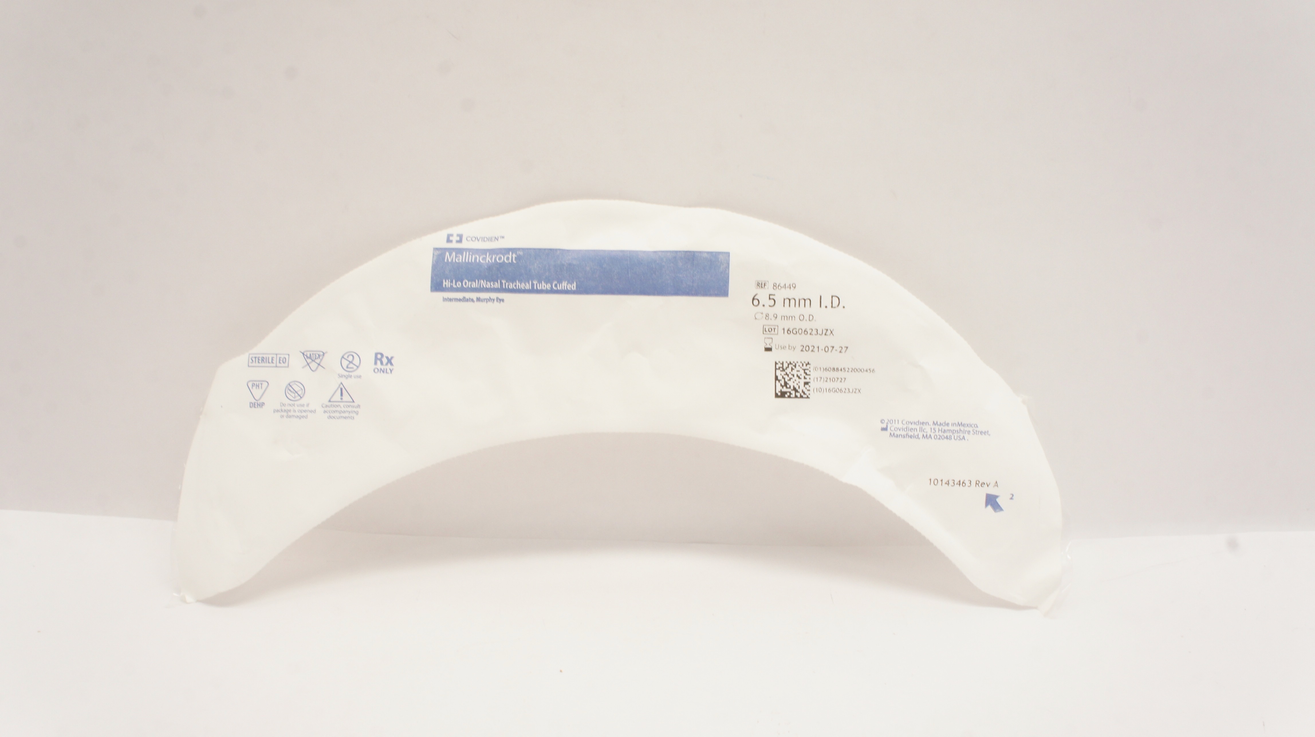 Covidien 86449 Mallinckrodt Hi-Lo Oral/Nasal Tracheal Tube 6.5 ID x 8.9mm OD (x)
