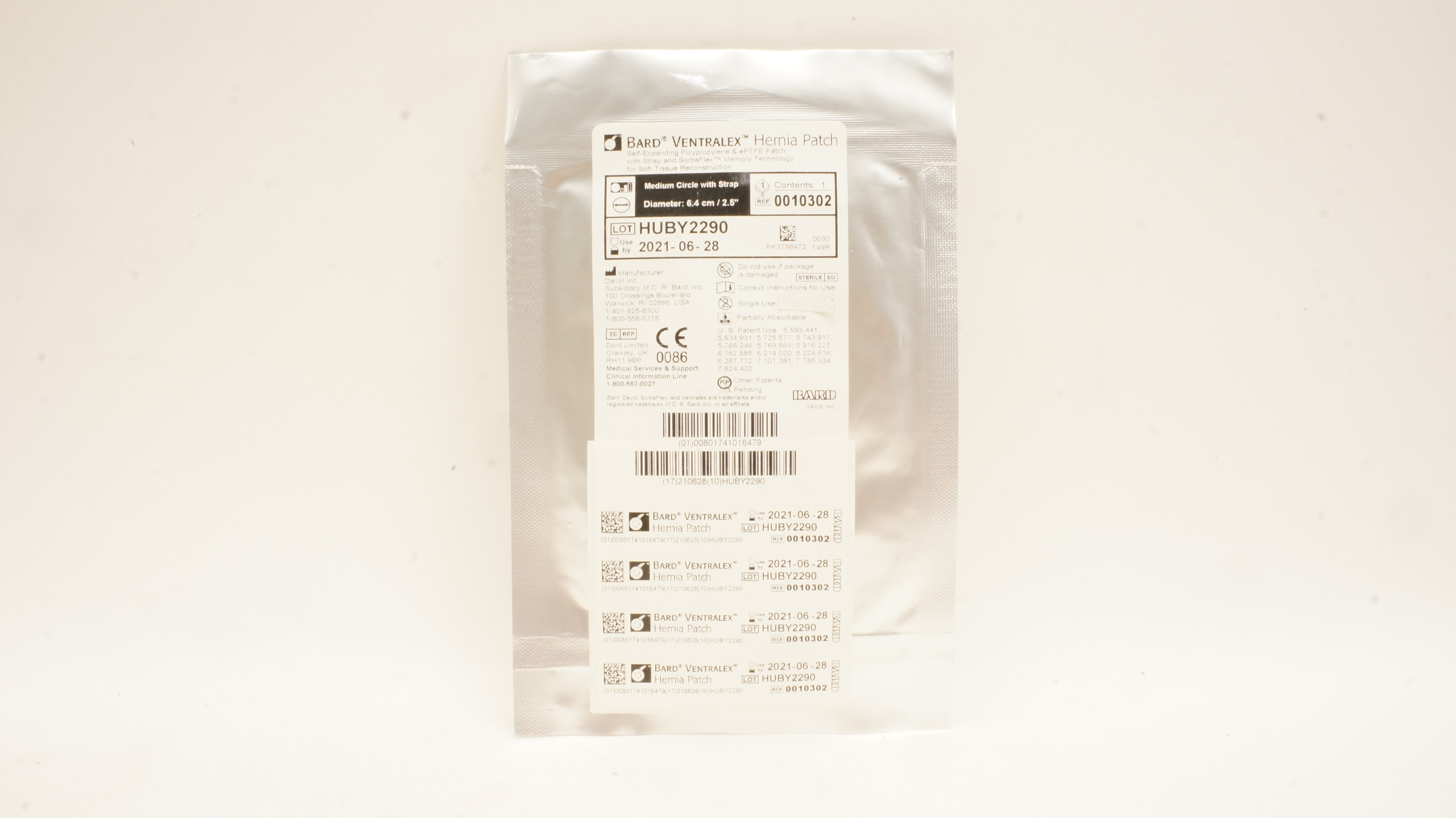 Bard 0010302 Davol Ventralex Hernia Patch 2.5inch (x)