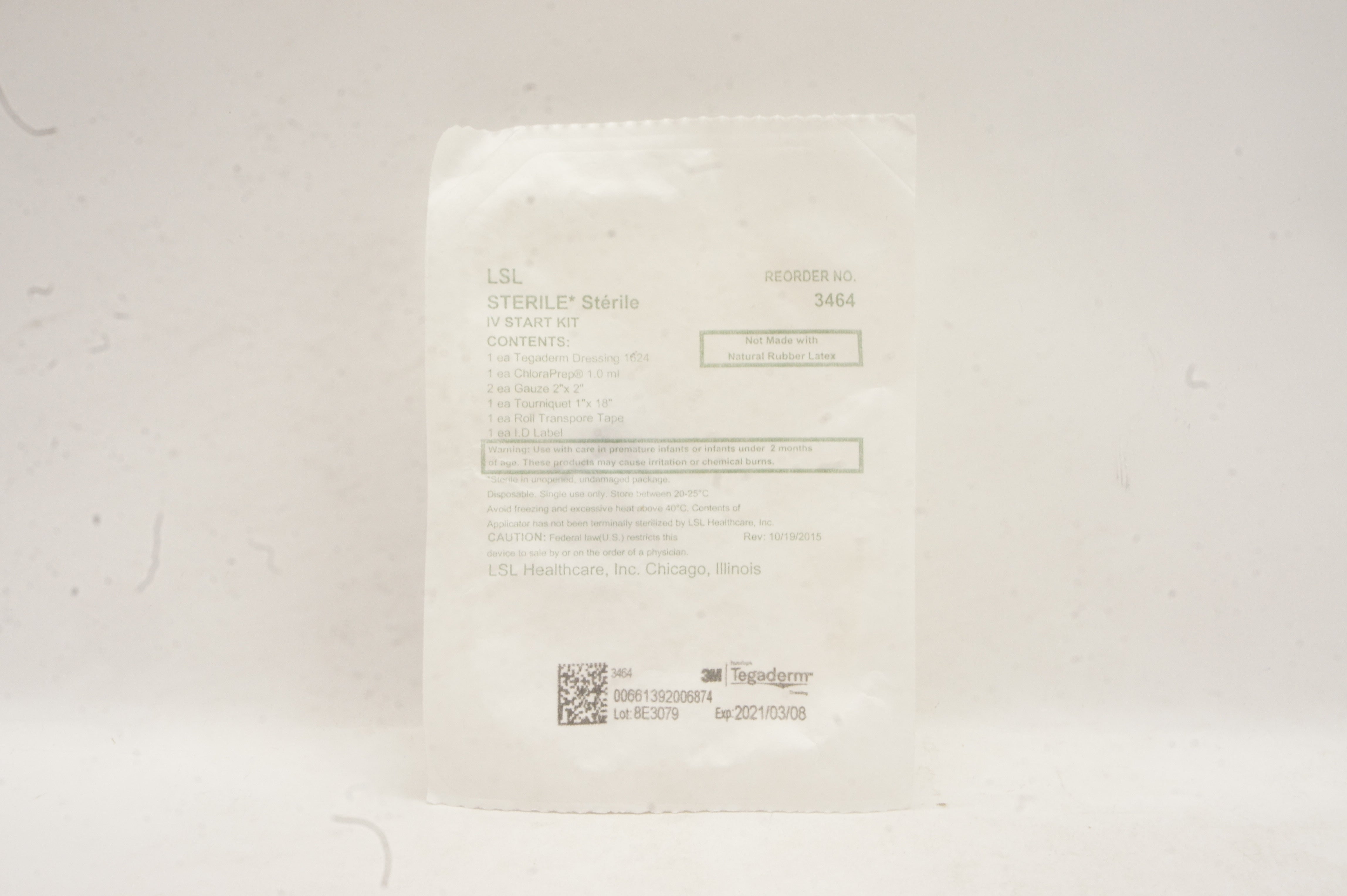 3M 3464 Tegaderm LSL Sterile IV Start Kit (x)