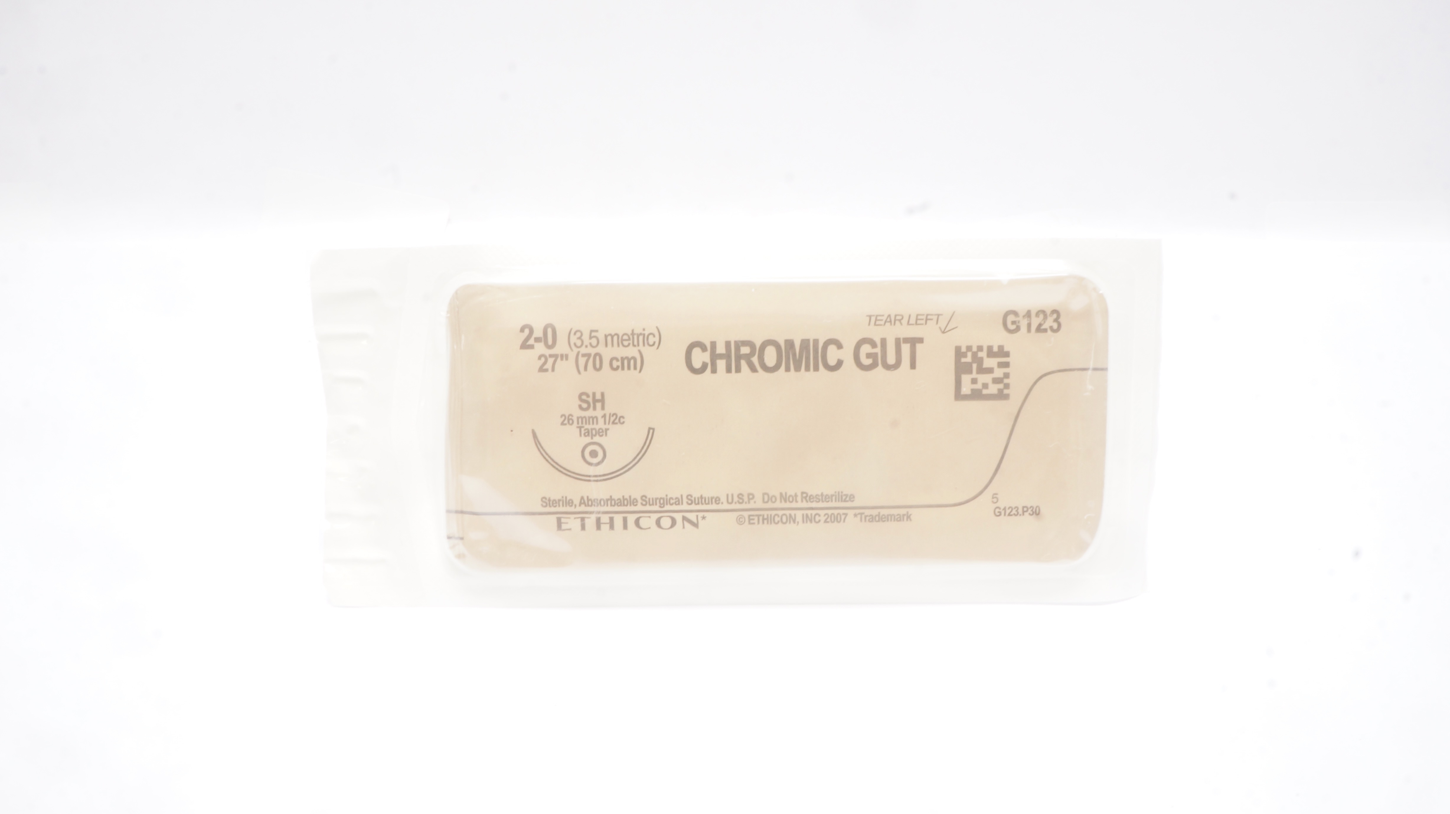 Ethicon G123 2-0 Chromic Gut SH 26mm 1/2c Taper 27inch (x)