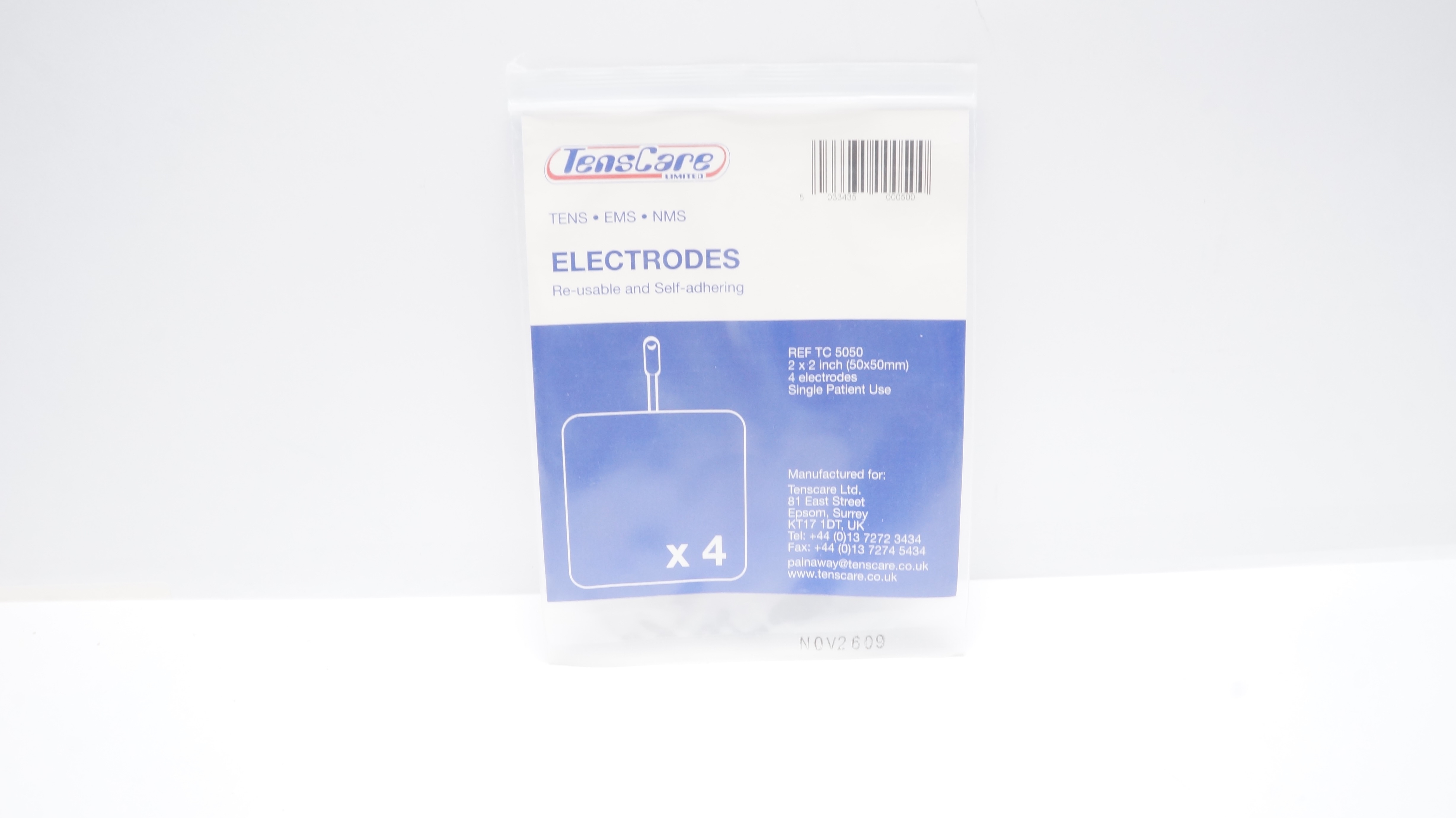 TensCare TC 5050 Re-Usable & Self-Adhering Electrodes 2 x 2inch - Pack of 4