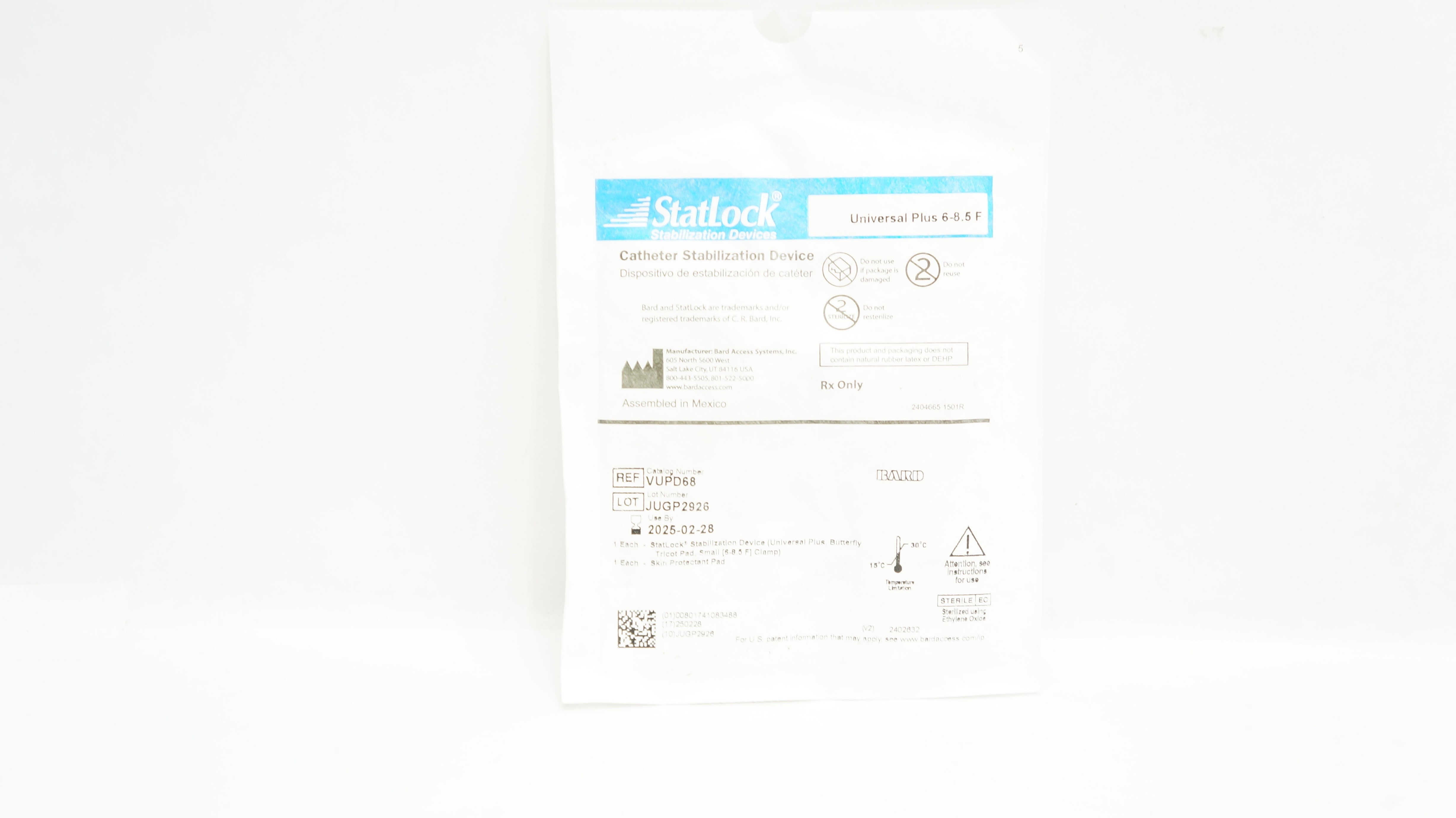Bard VUPD68 StatLock Cath. Stabilization Device Universal Plus 6-8.5F