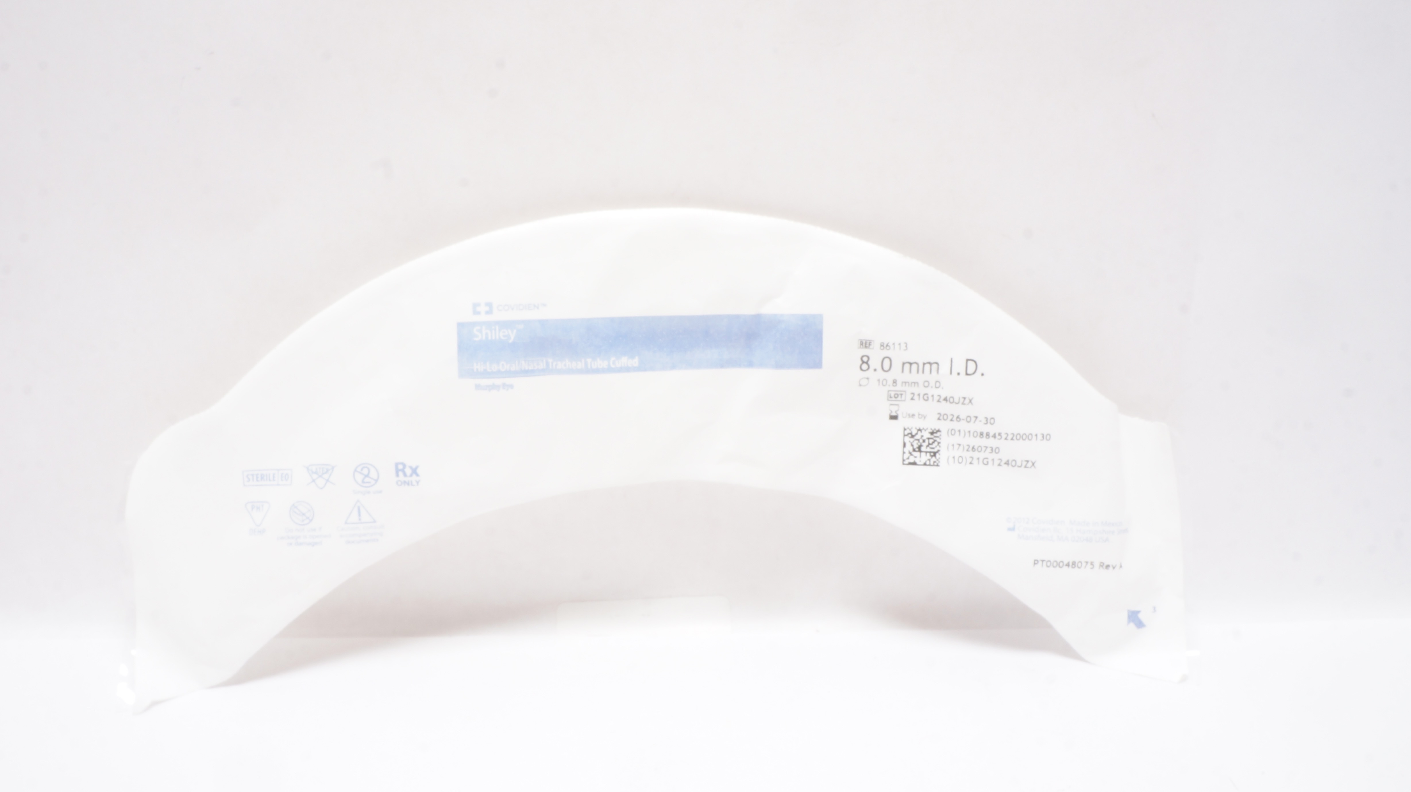 Covidien 86113 Shiley Hi-Lo Oral/Nasal Tracheal Tube Cuffed 8.0ID x 10.8mm OD