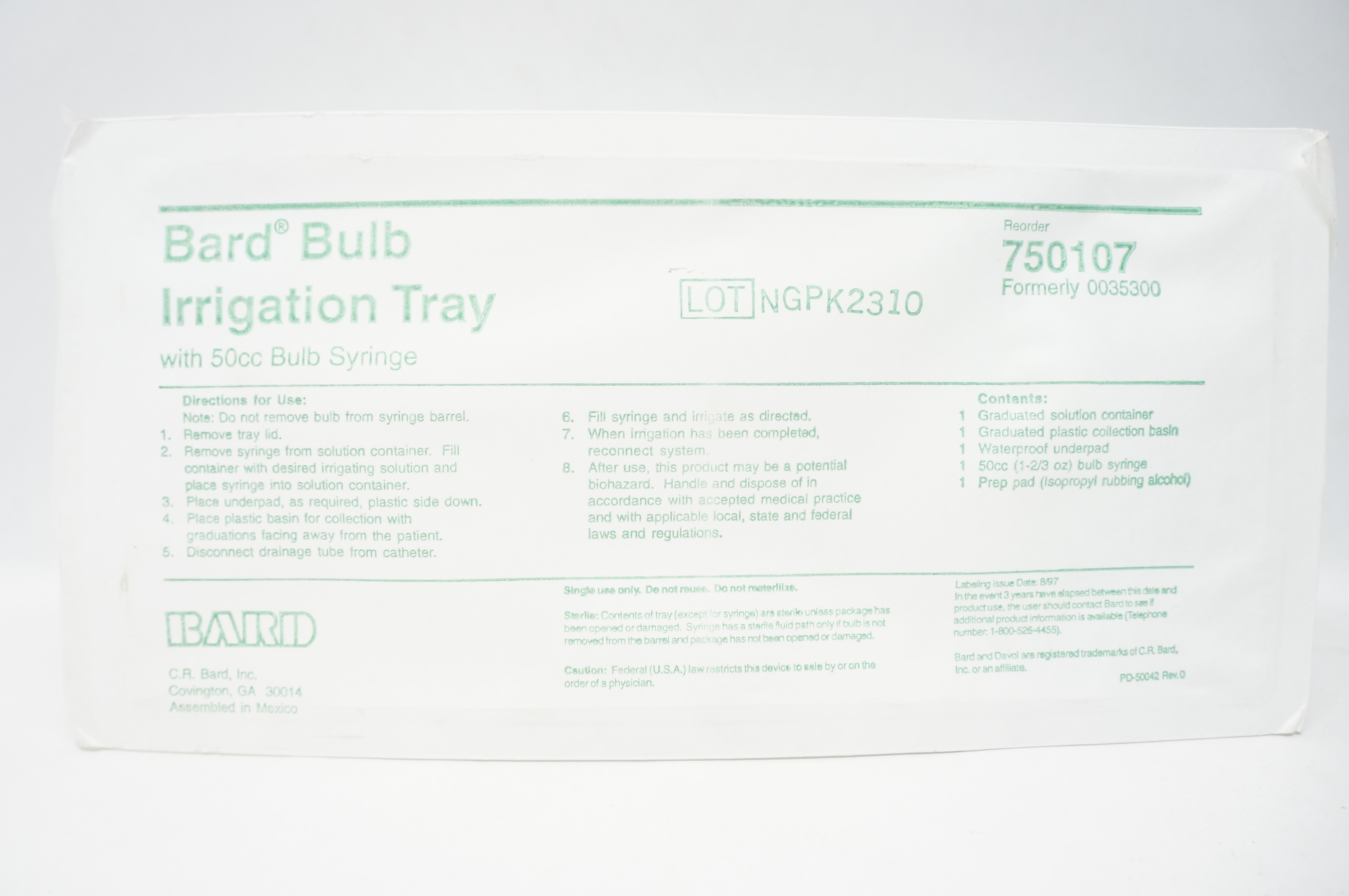 Bard 750107 Bulb Irrigation Tray with 50cc Syringe