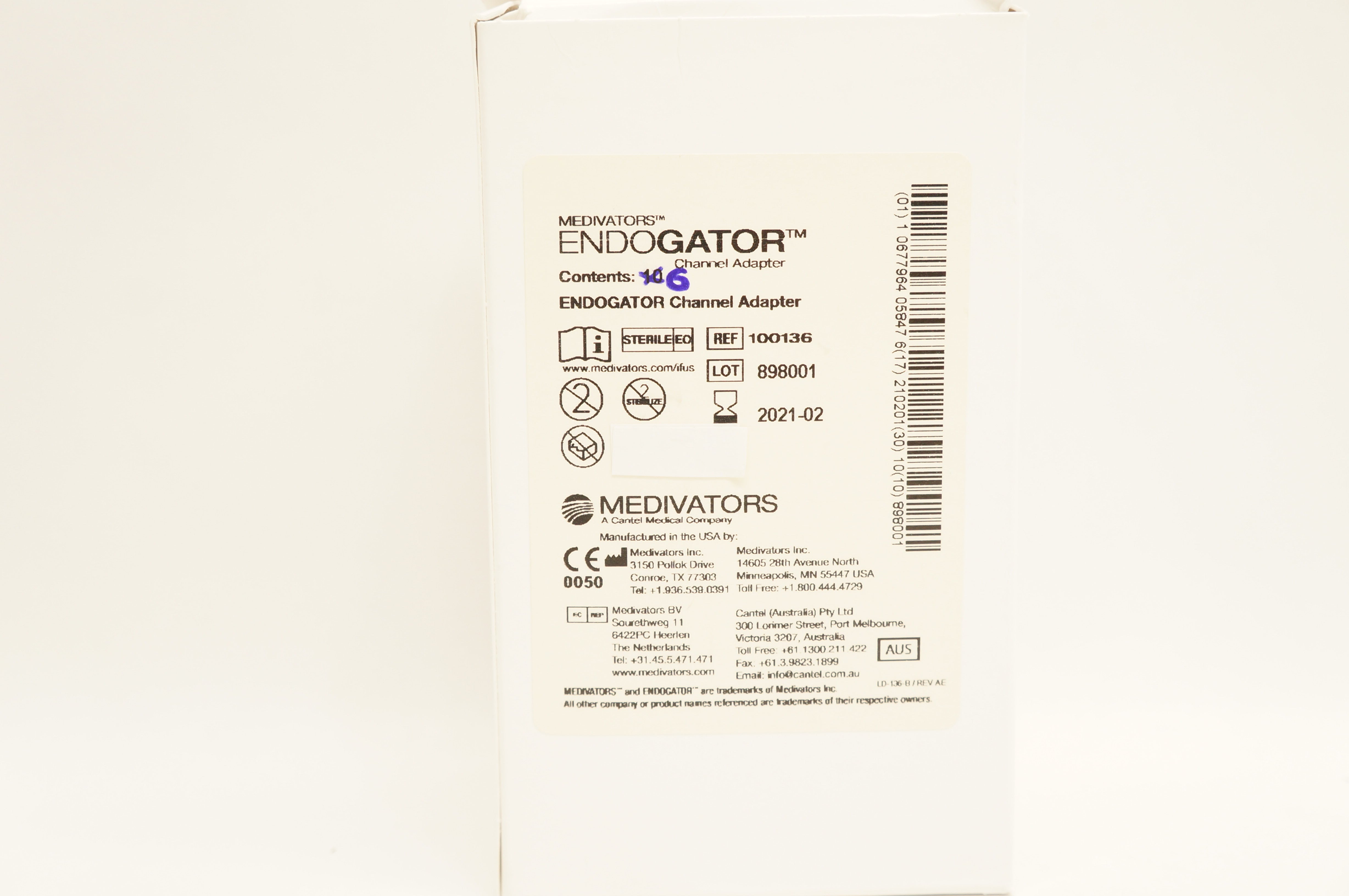 Medivators 100136 Endogator Channel Adapter Box of 6 (x)