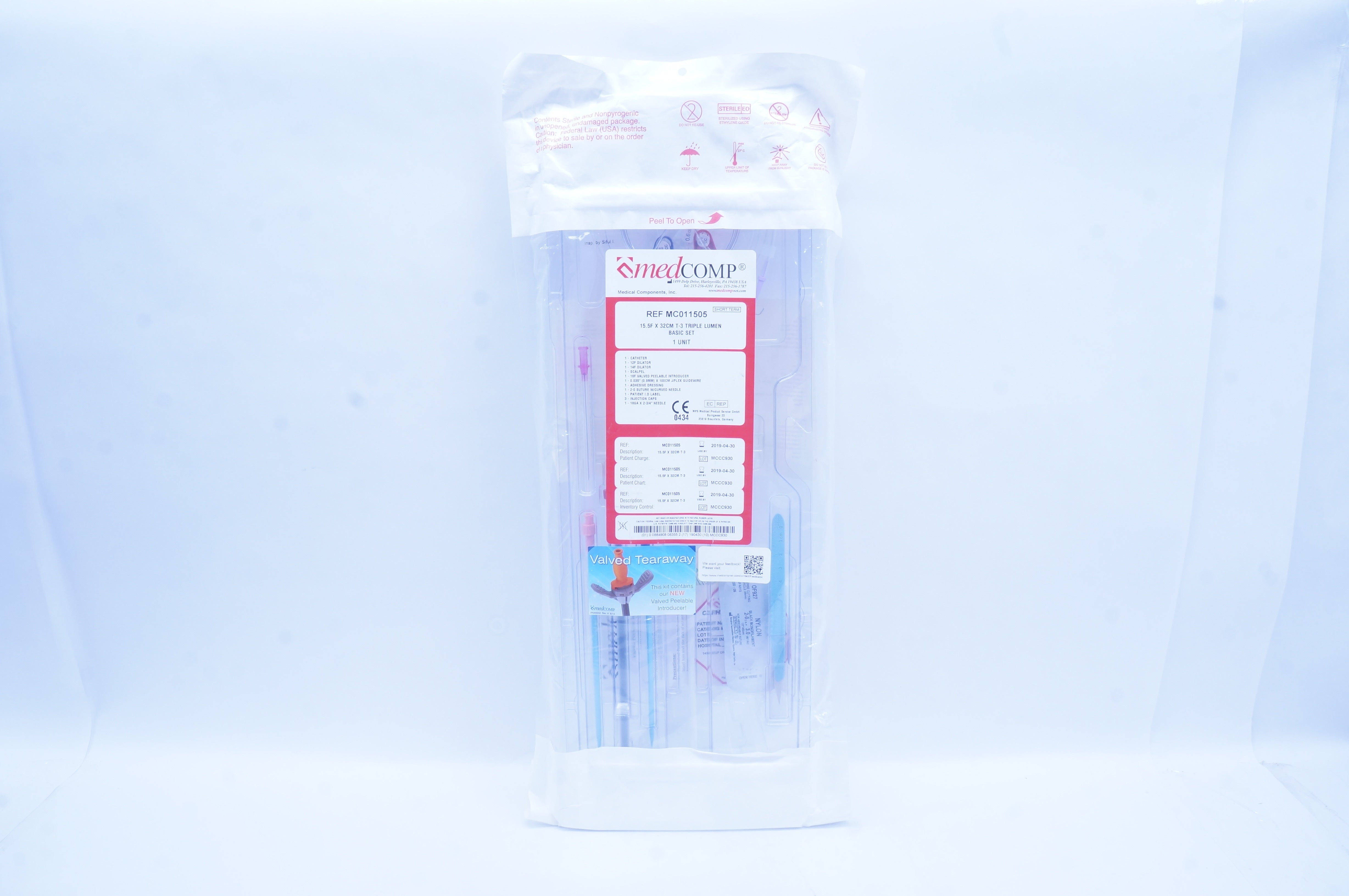 MedComp MC011505 T-3 Triple Lumen Basic Set 15.5F x 32cm (x)