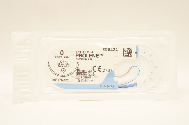 Ethicon 8424 0 PROLENE Stre Blue Monofilament CT-1 36mm 1/2c Taperpoint, 30inch