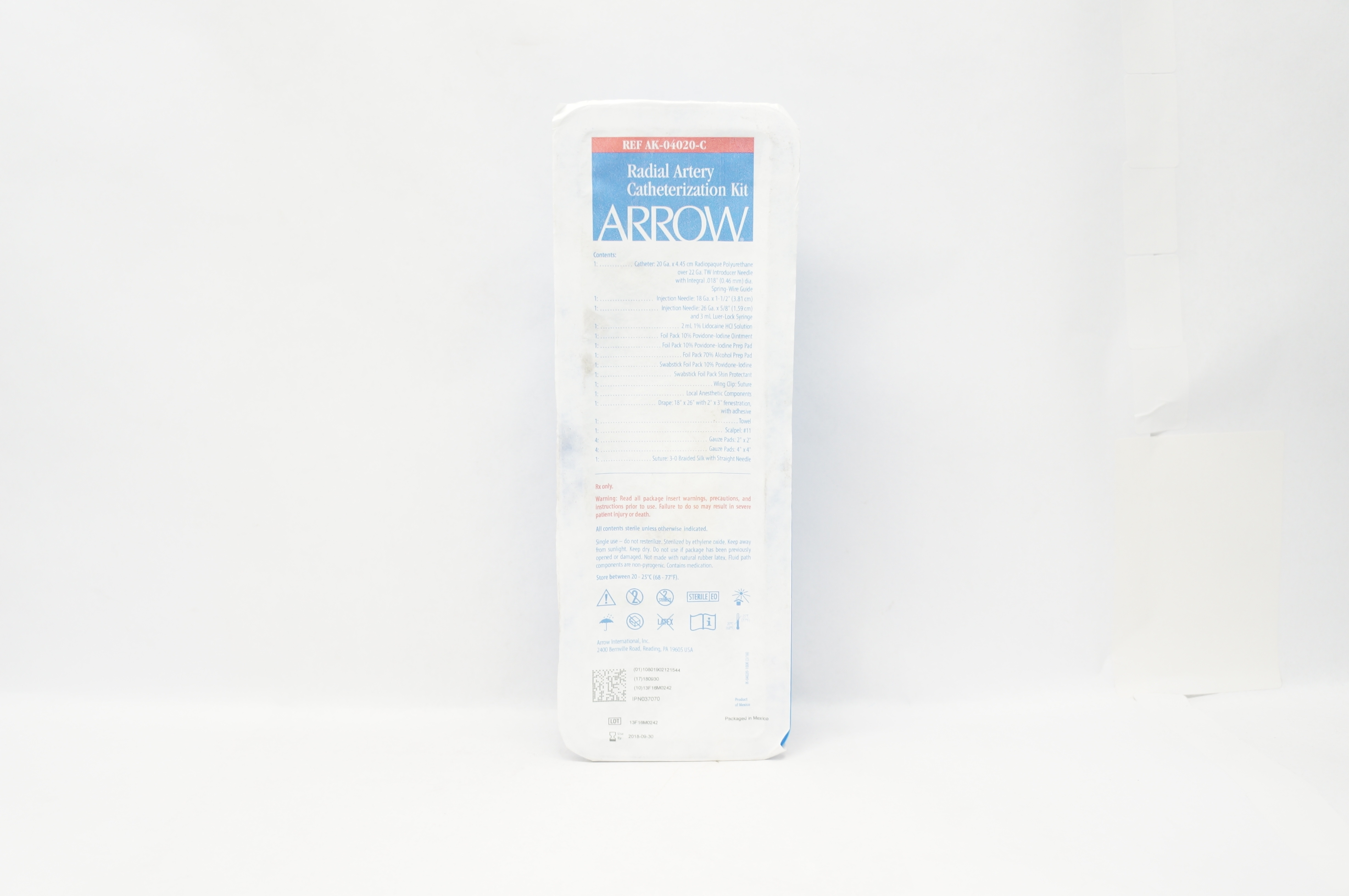 Arrow AK-04020-C Radial Artery Catheterization Kit 20Ga x 4.45cm (x)