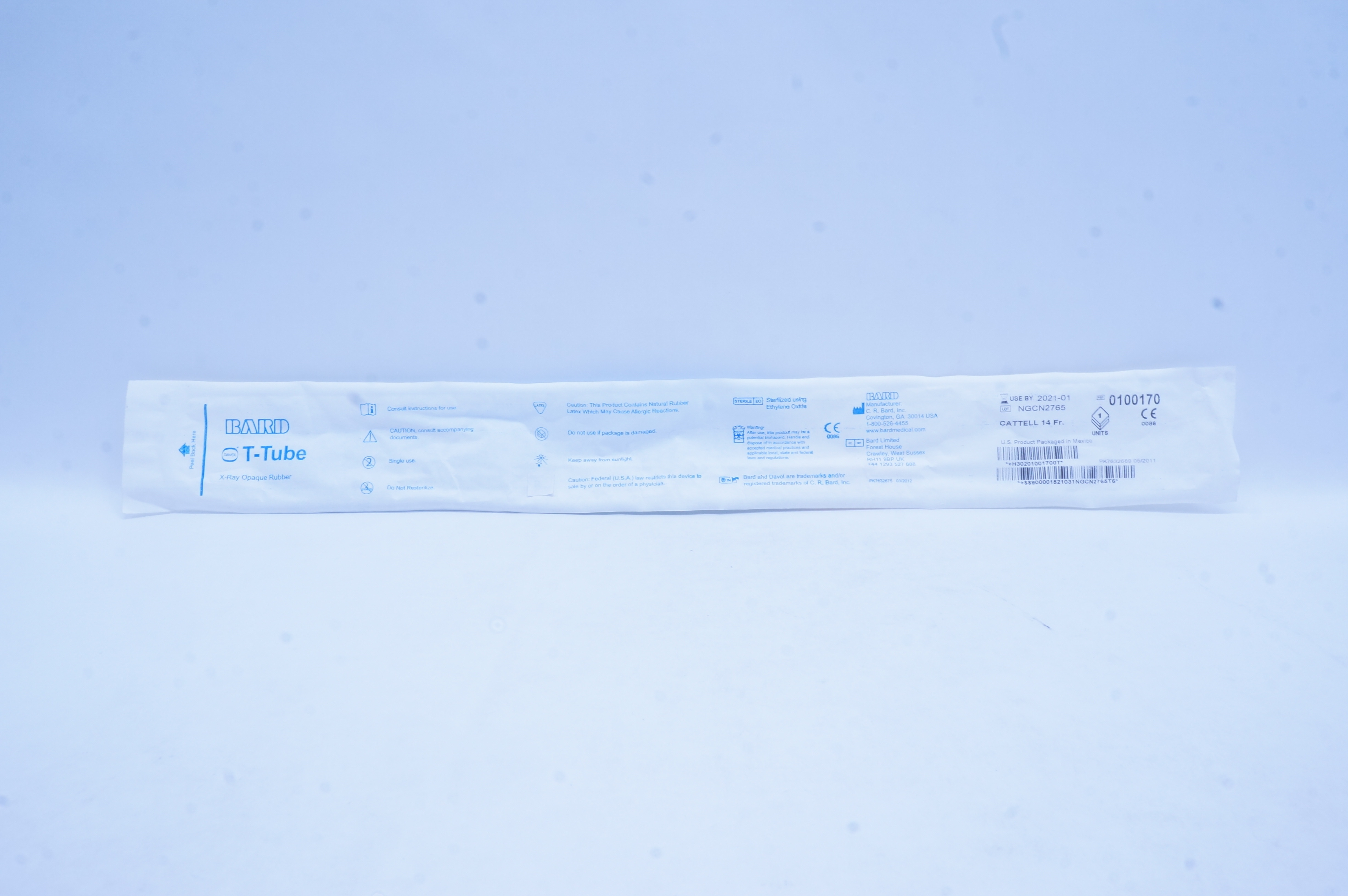 Bard 0100170 Davol T-Tube X-Ray Opawque Rubber Cattell 14 Fr. (x)