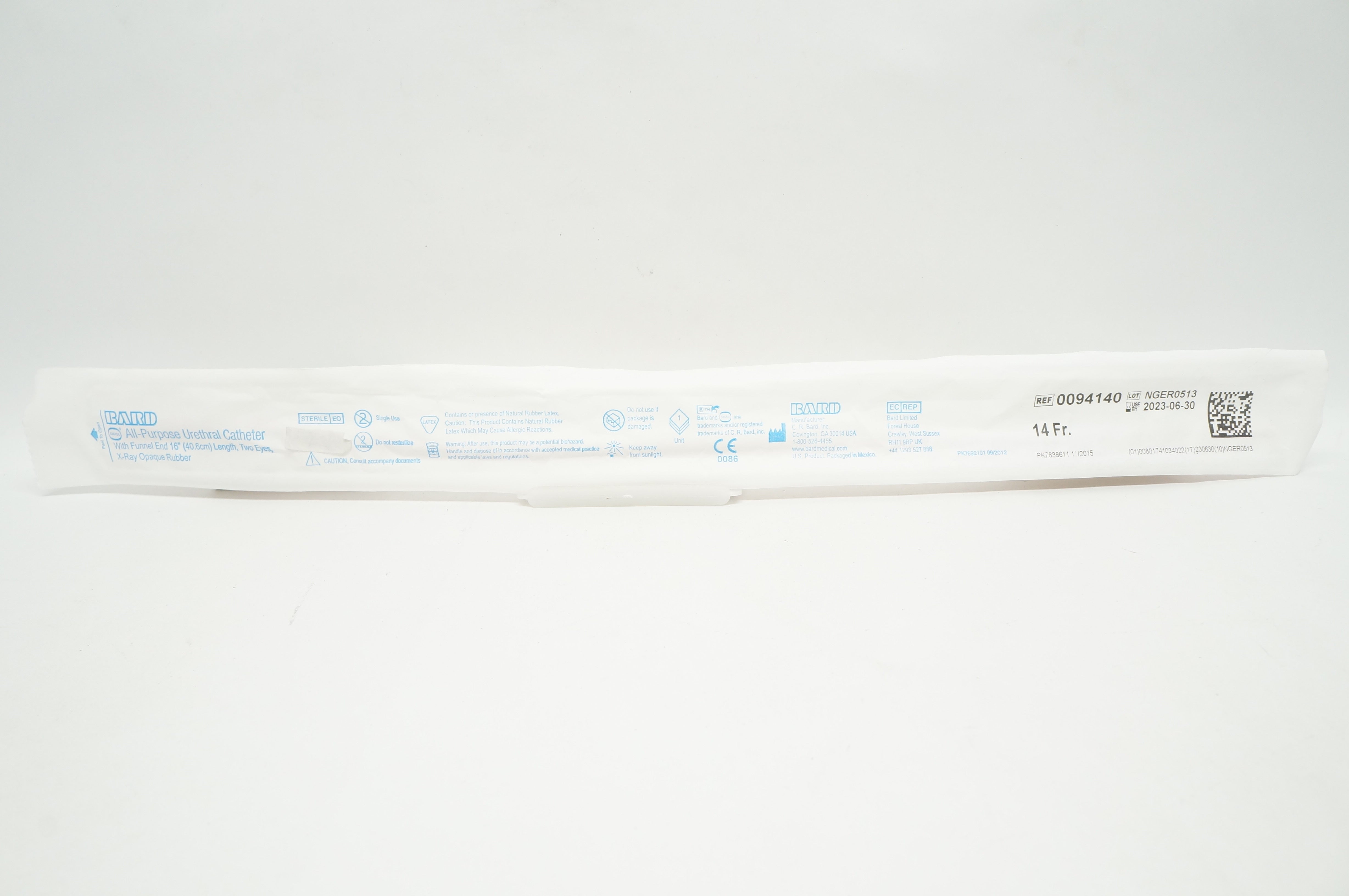 Bard 0094140 Davol All-Purpose Urethral Cath. 14Fr x 16 inch Funnel End