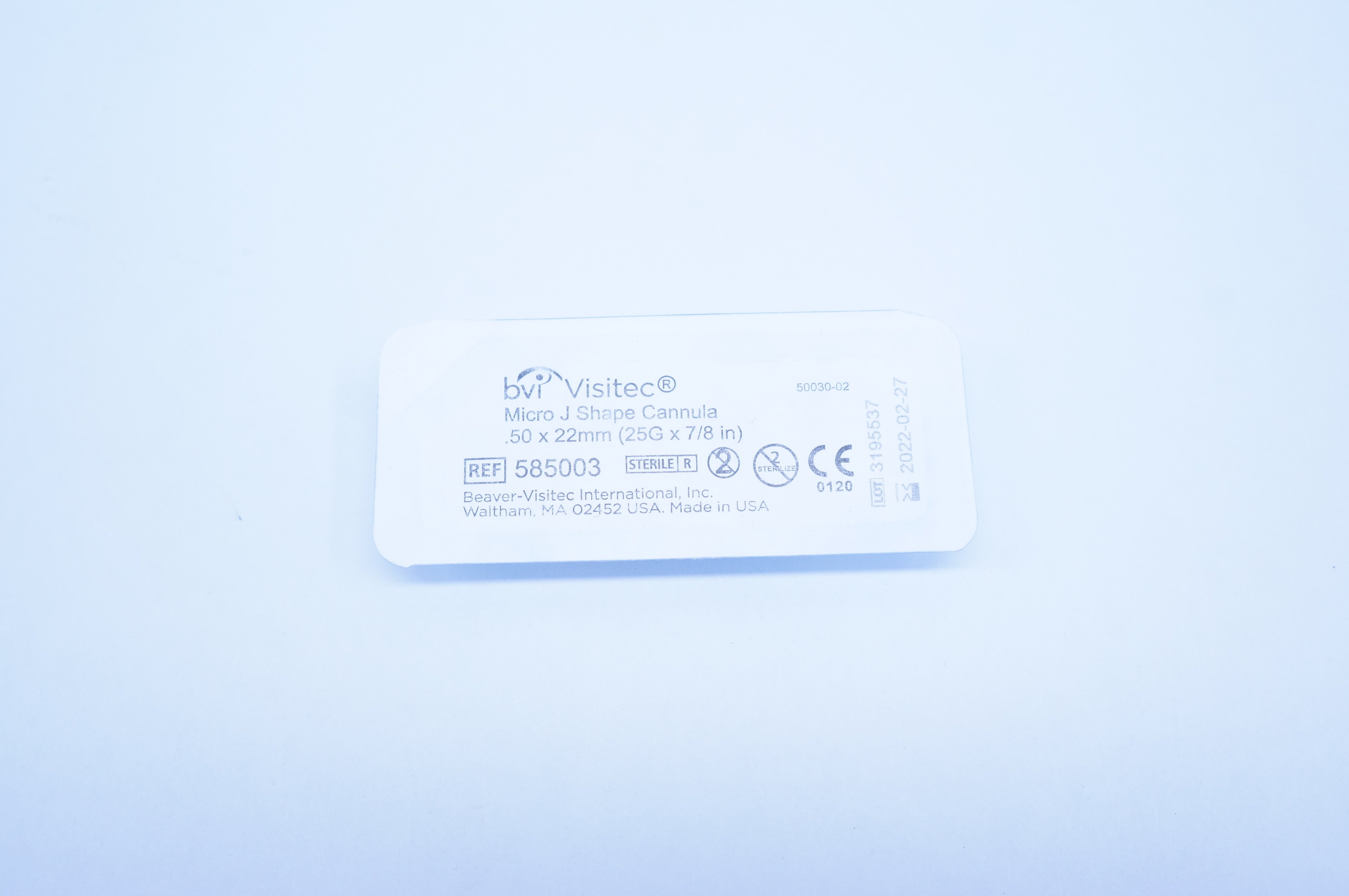 BVI 585003 Visitec Micro J Shape Cannula 25G x 7/8inch