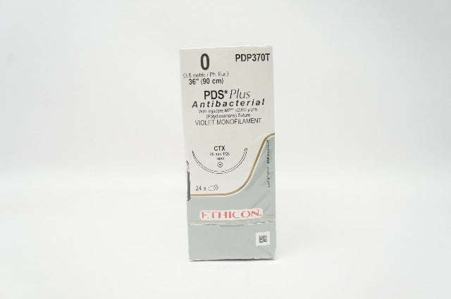 Ethicon PDP370T 0 PDS Plus Antibacterial Stre CTX 48mm 1/2c 36in.(x) - Box of 24