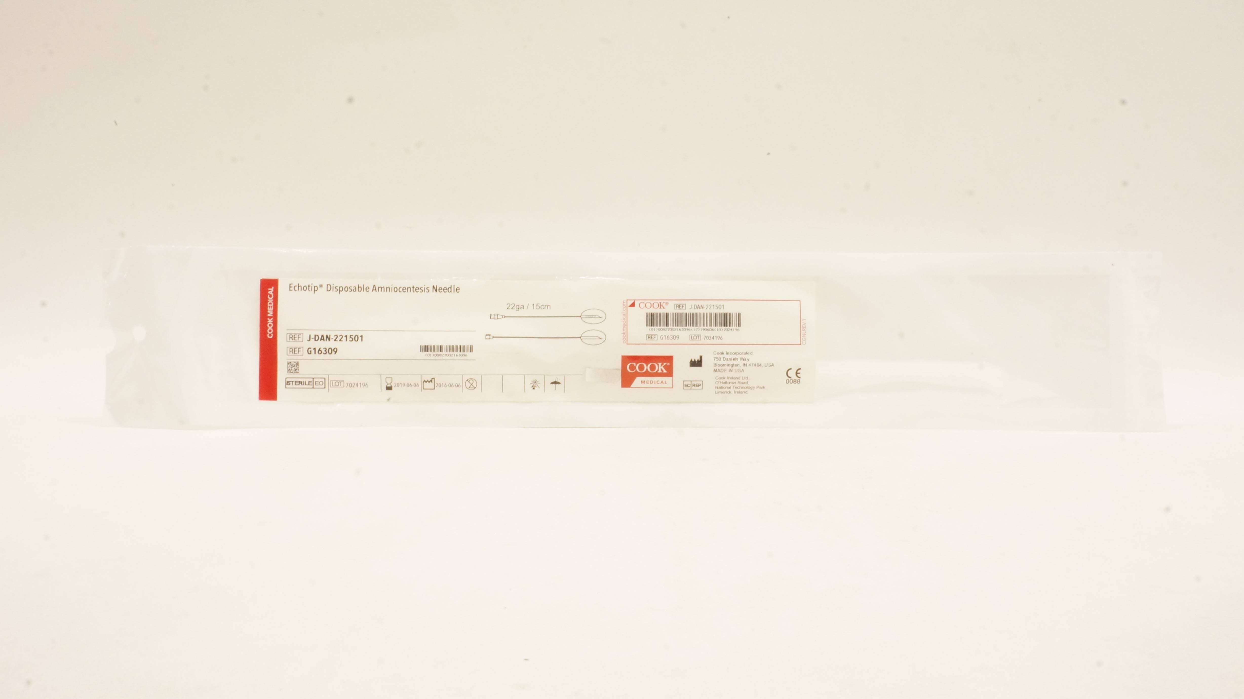 Cook Medical G16309 Echotip Disposable Amniocentesis Ndle 22ga x 15cm (x)