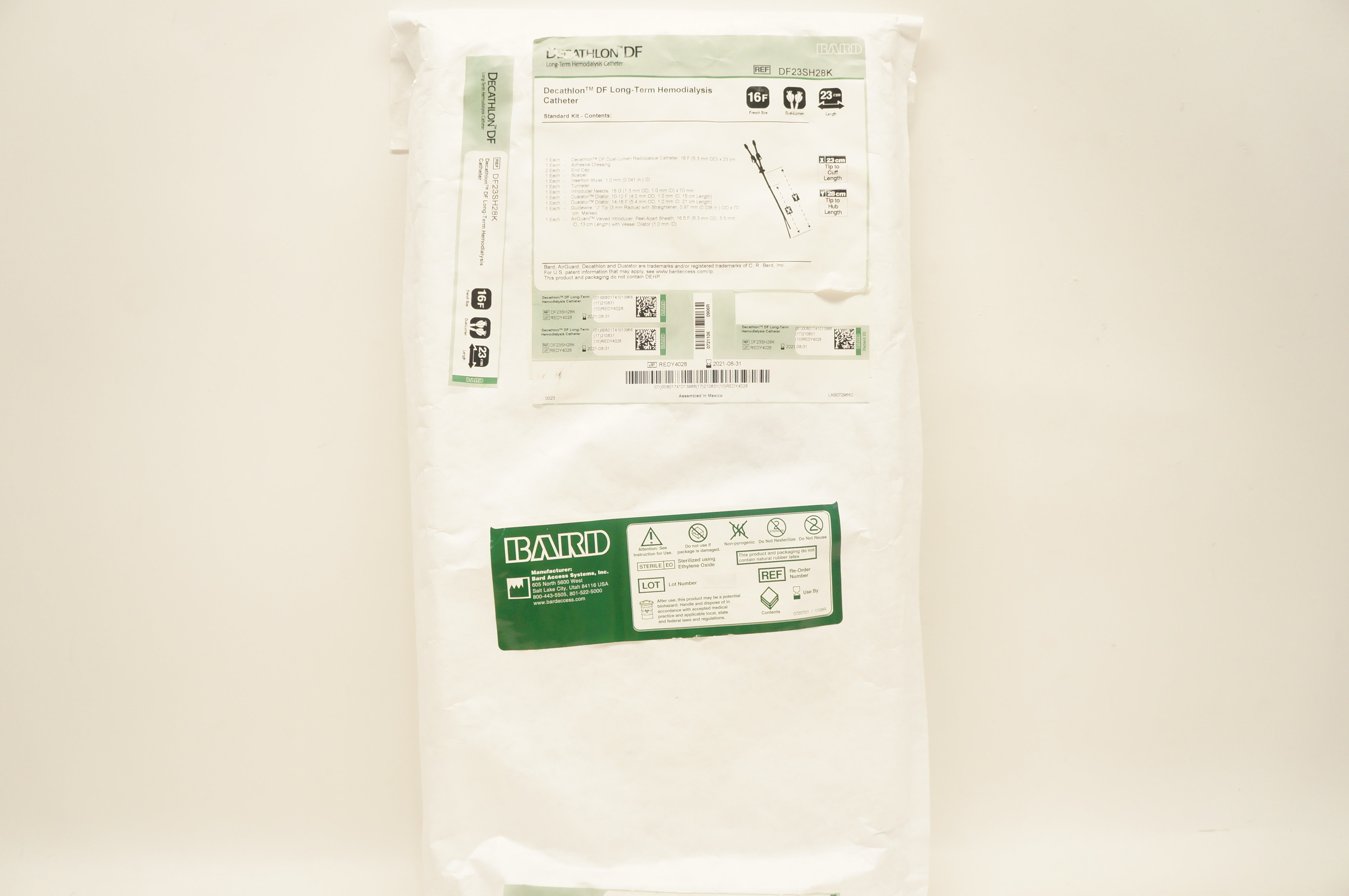 Bard DF23SH28K Decathlon DF Long-Term Hemodialysis Cath. (x)