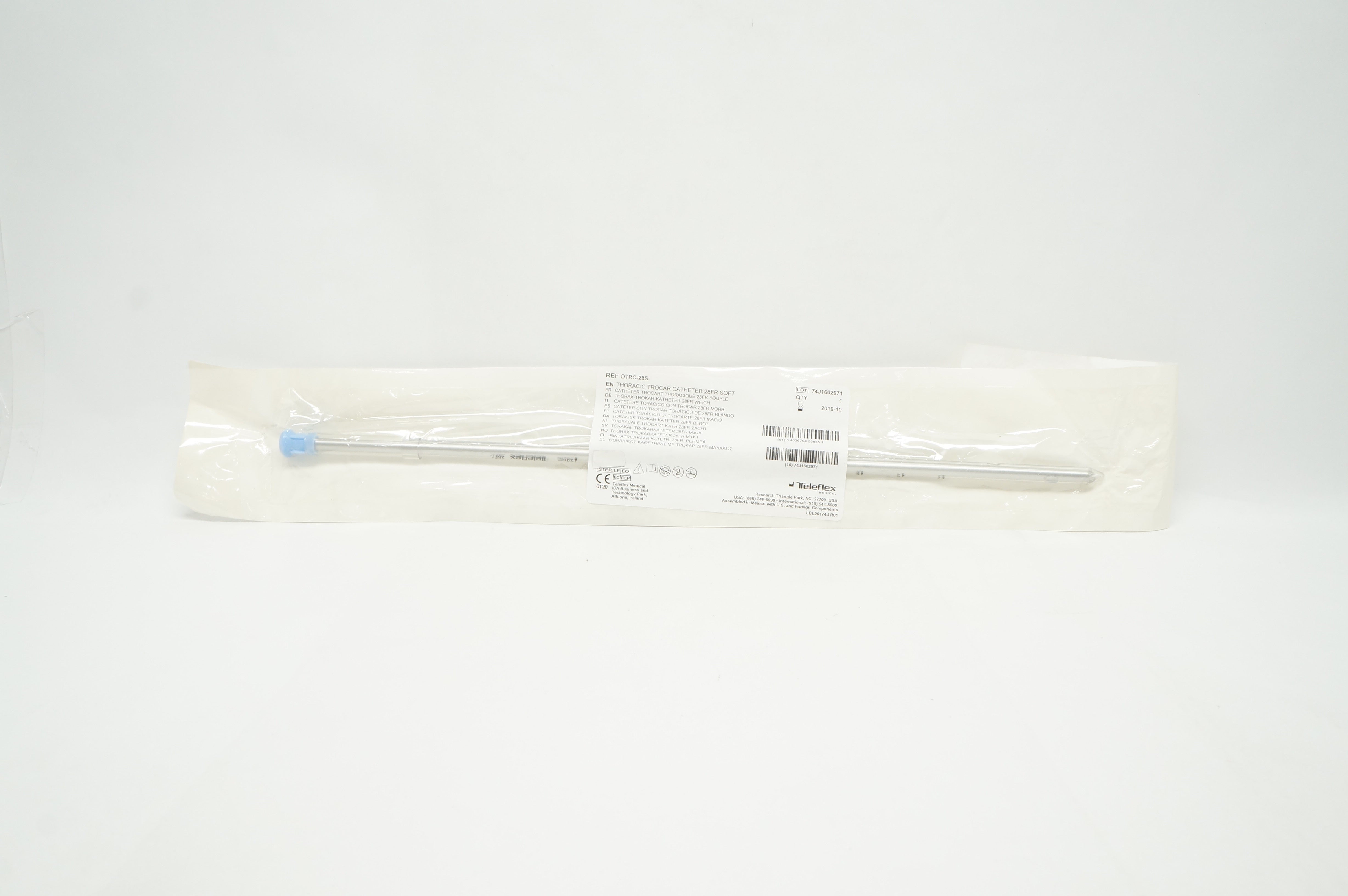 Teleflex DTRC-28S Thoracic Trocar Cath. Soft 28Fr (x)