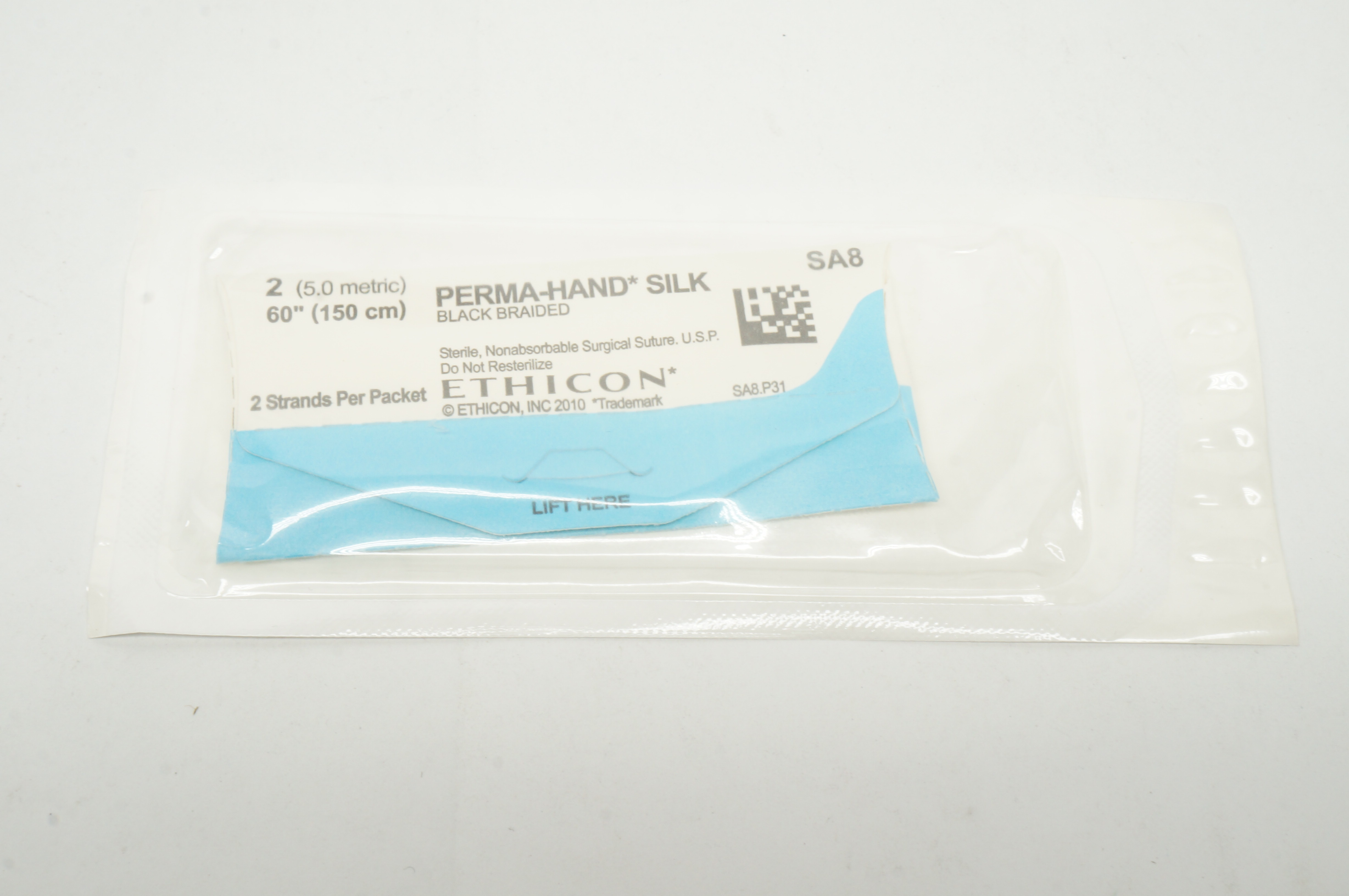 Ethicon SA8 2 Perma-Hand Silk Black Braided Surgical Stre 60 inch