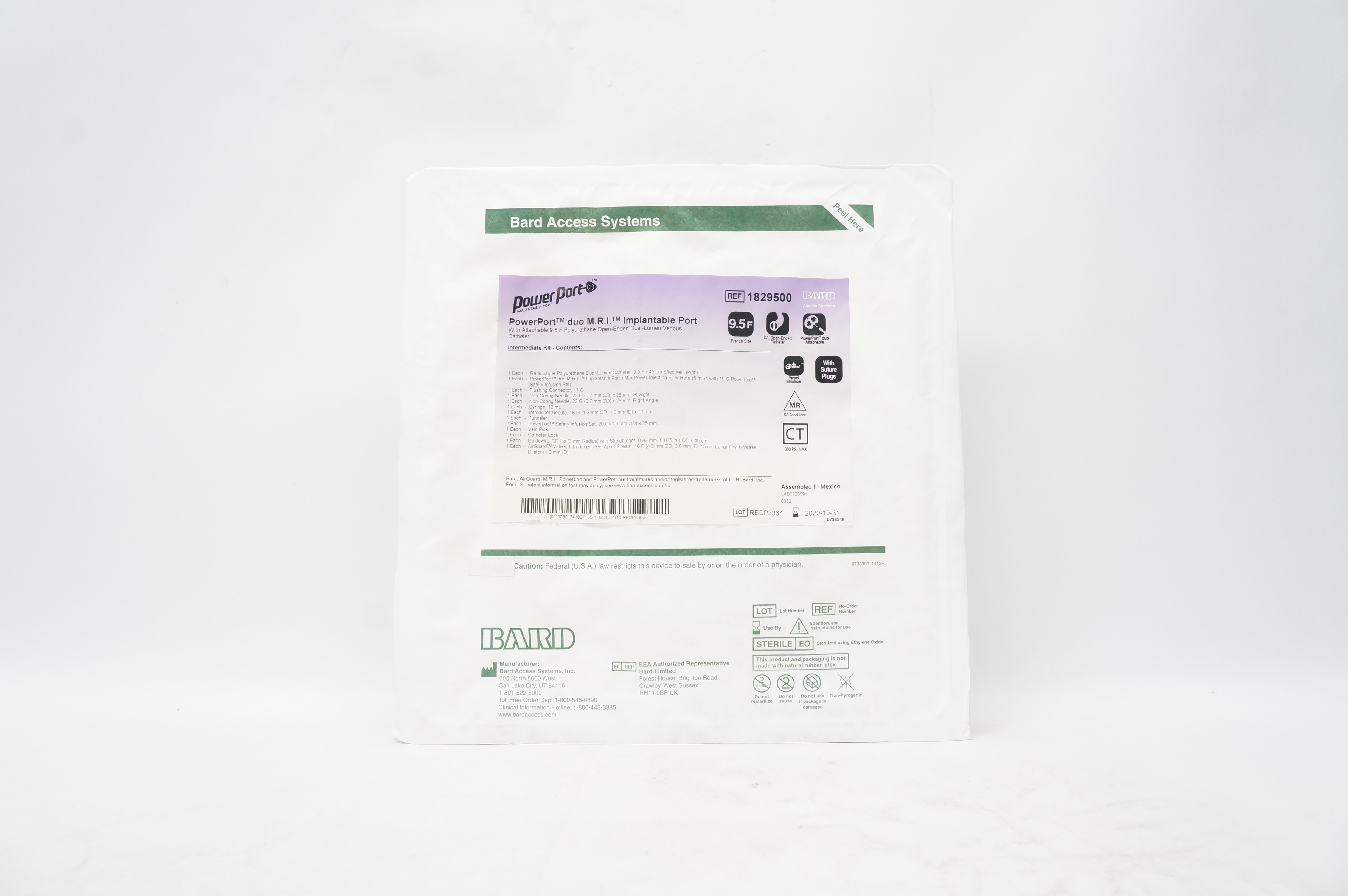 Bard 1829500 PowerPort Duo M.R.I. Implantable Port 9.5F (x)