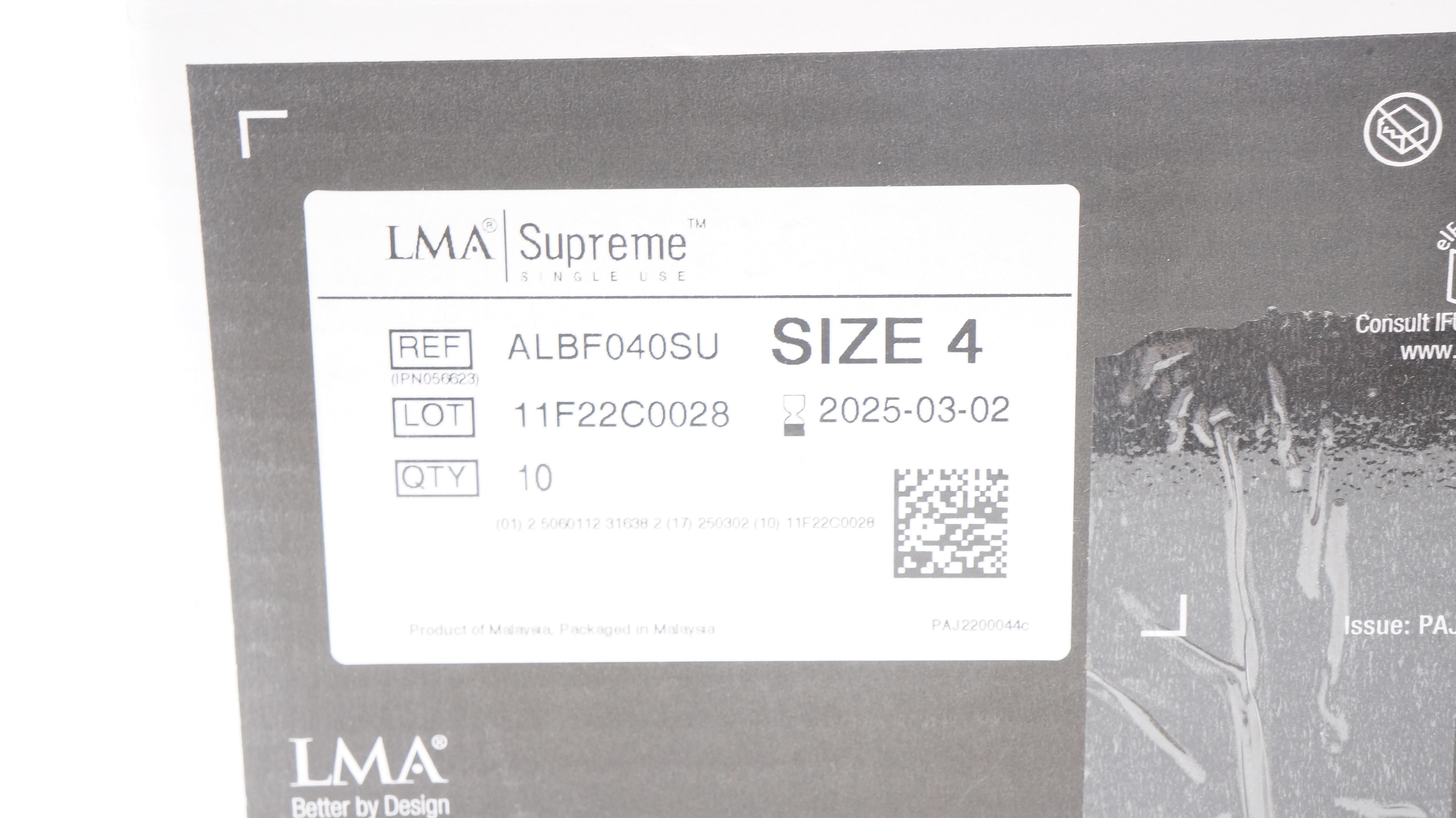 Teleflex ALBF040SU LMA Supreme Laryngeal Mask Airway Size 4 - Box of 10