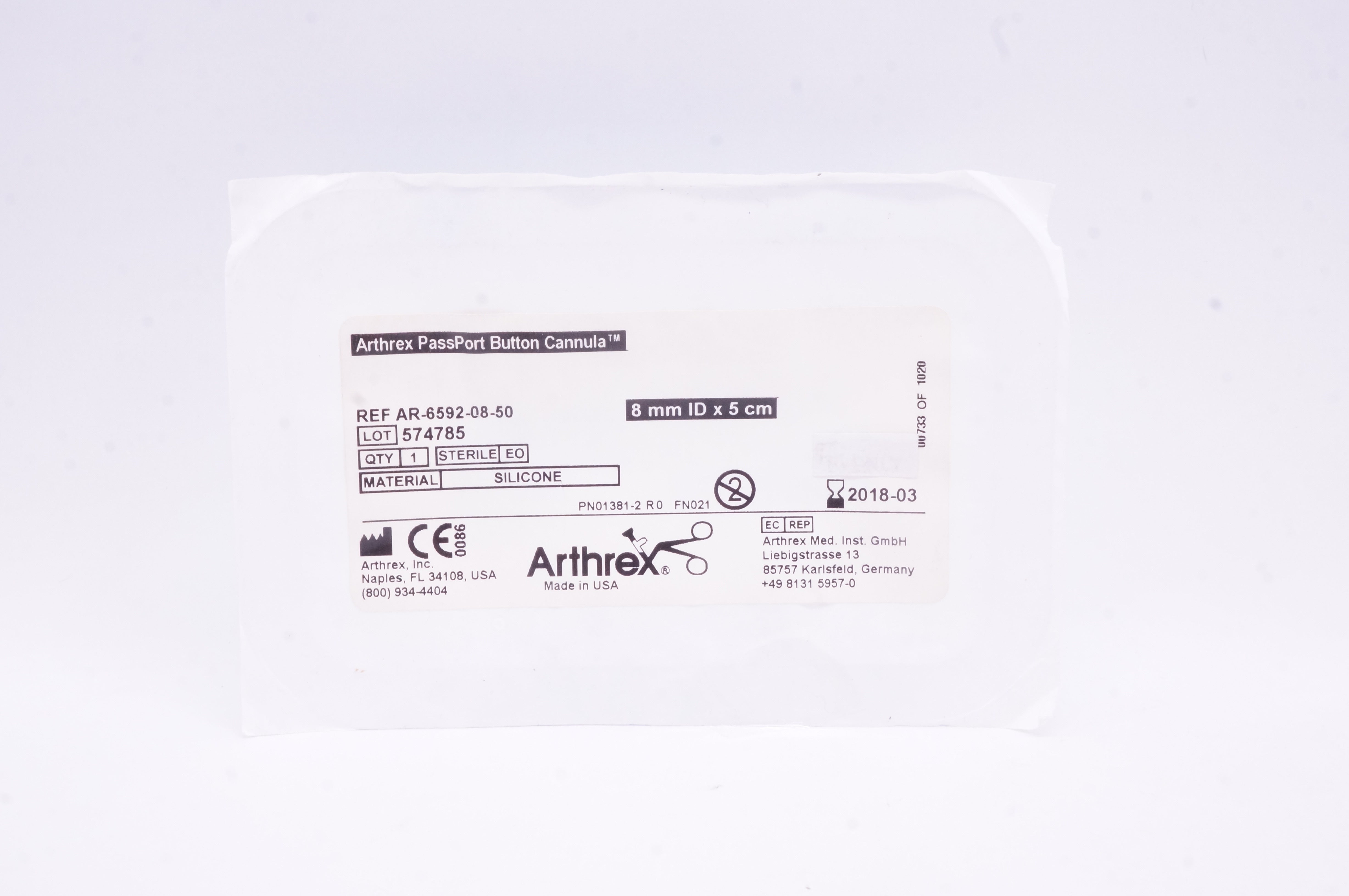 Arthrex AR-6592-08-50 PassPort Button Cannula 8mm x 5cm (x)