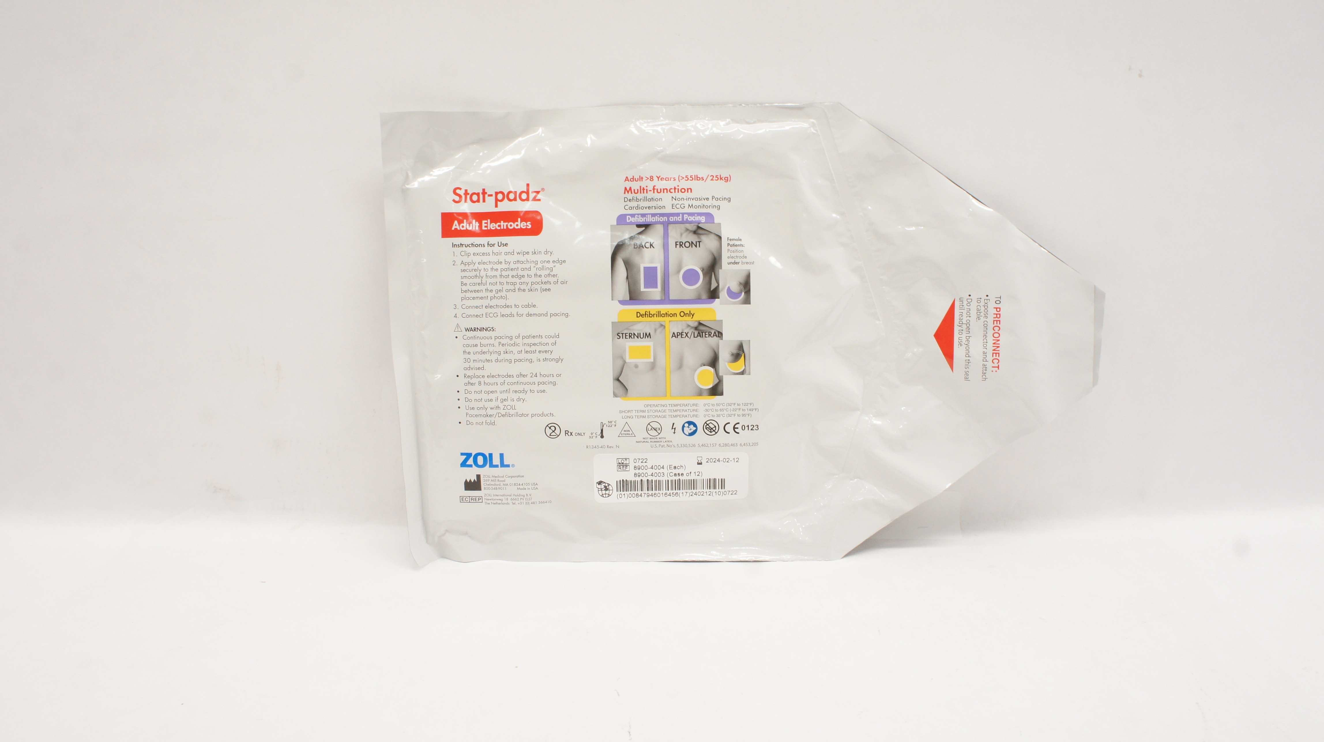 Zoll 8900-4004 Stat-padz Multi-Function Adult Electrodes >8 Years >55 lbs (x)