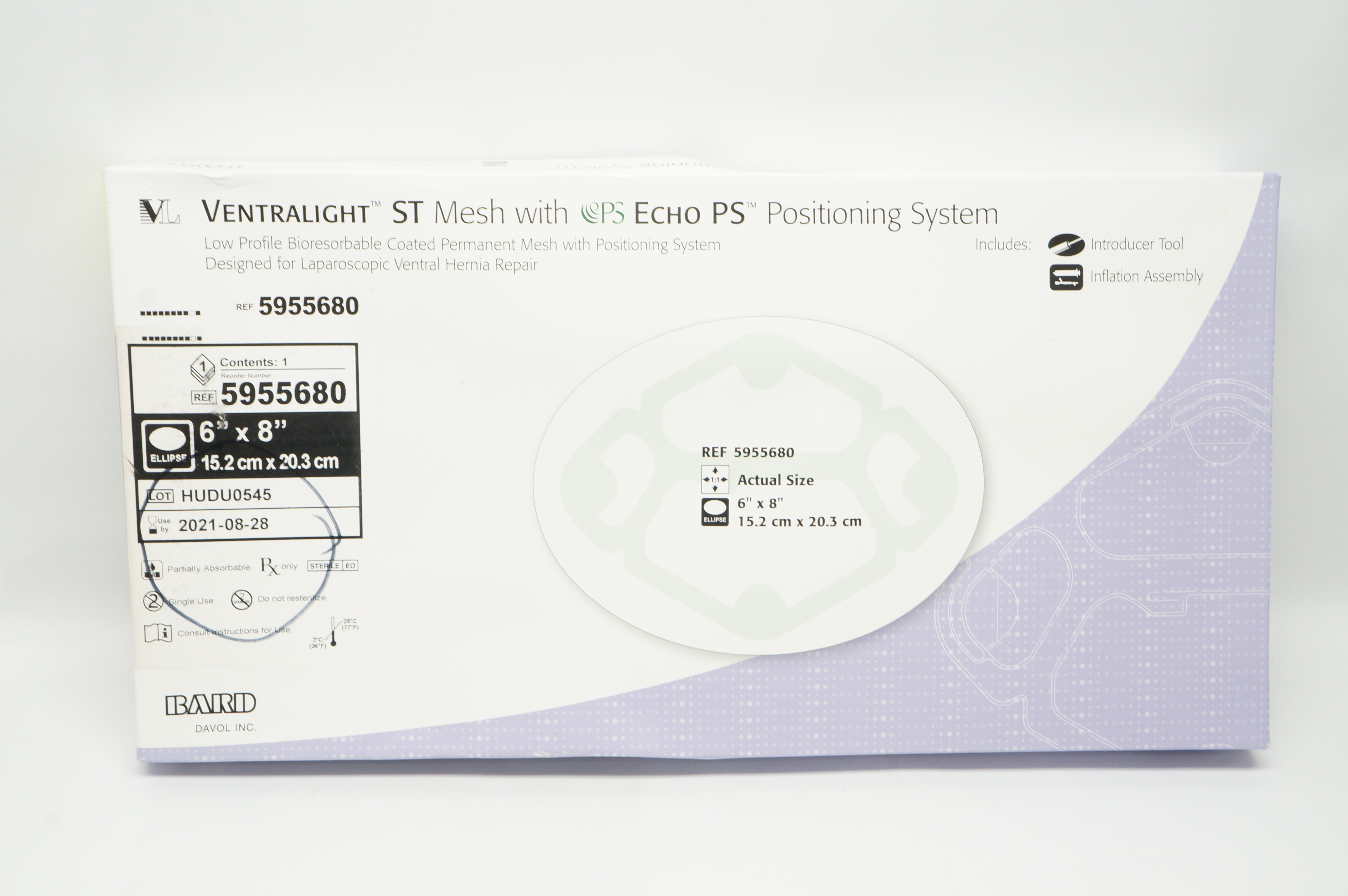 Bard 5955680 Ventralight ST Mesh With Echo PS Positioning System 6 x 8 inch (x)