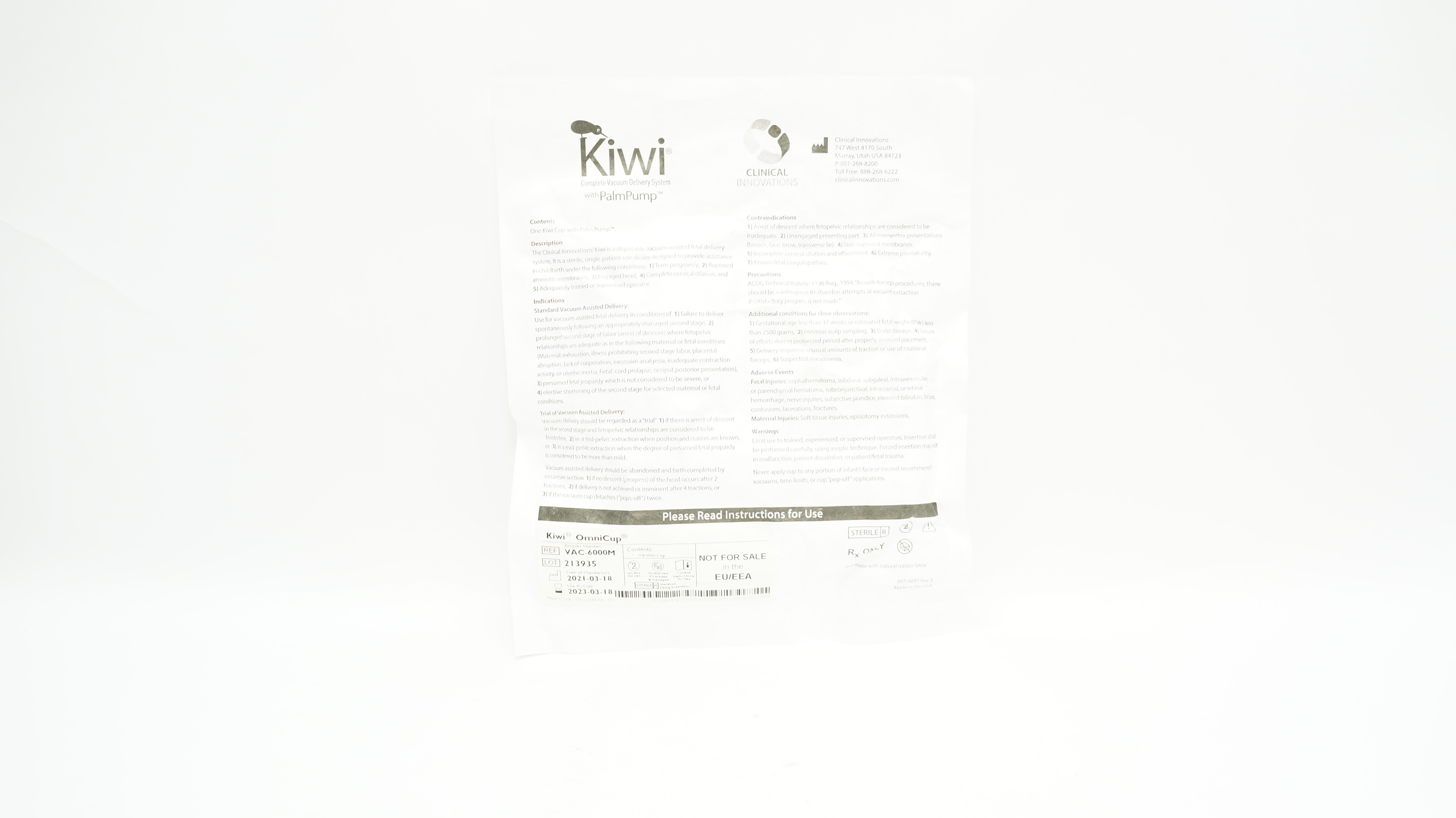 Clinical Innovations VAC-6000M Kiwi Omni Cup Vacuum Delivery System w/PalmPump