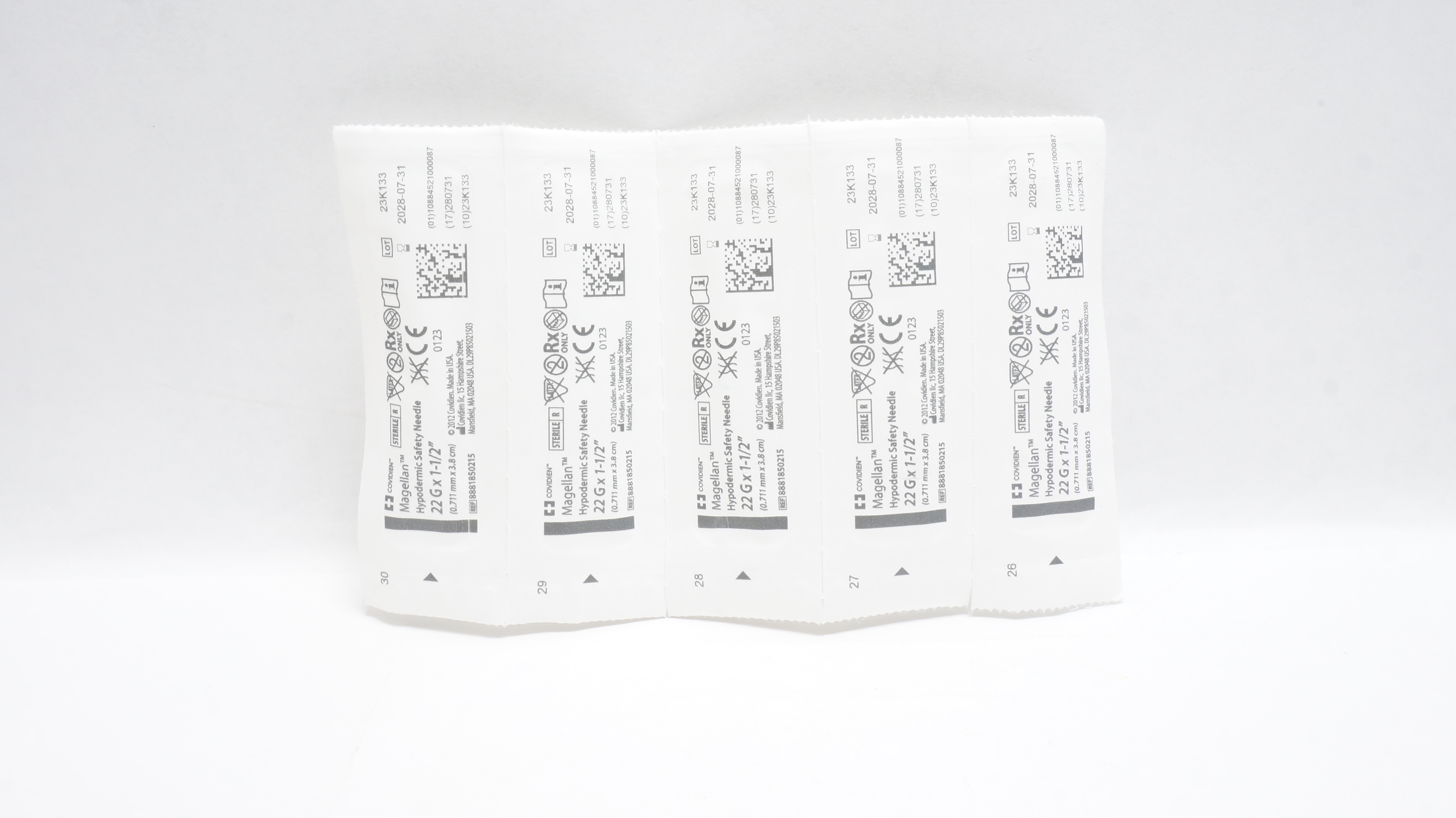 Covidien 8881850215 Magellan Hypodermic Safety Ndle 22G x 1-1/2inch - Pack of 5