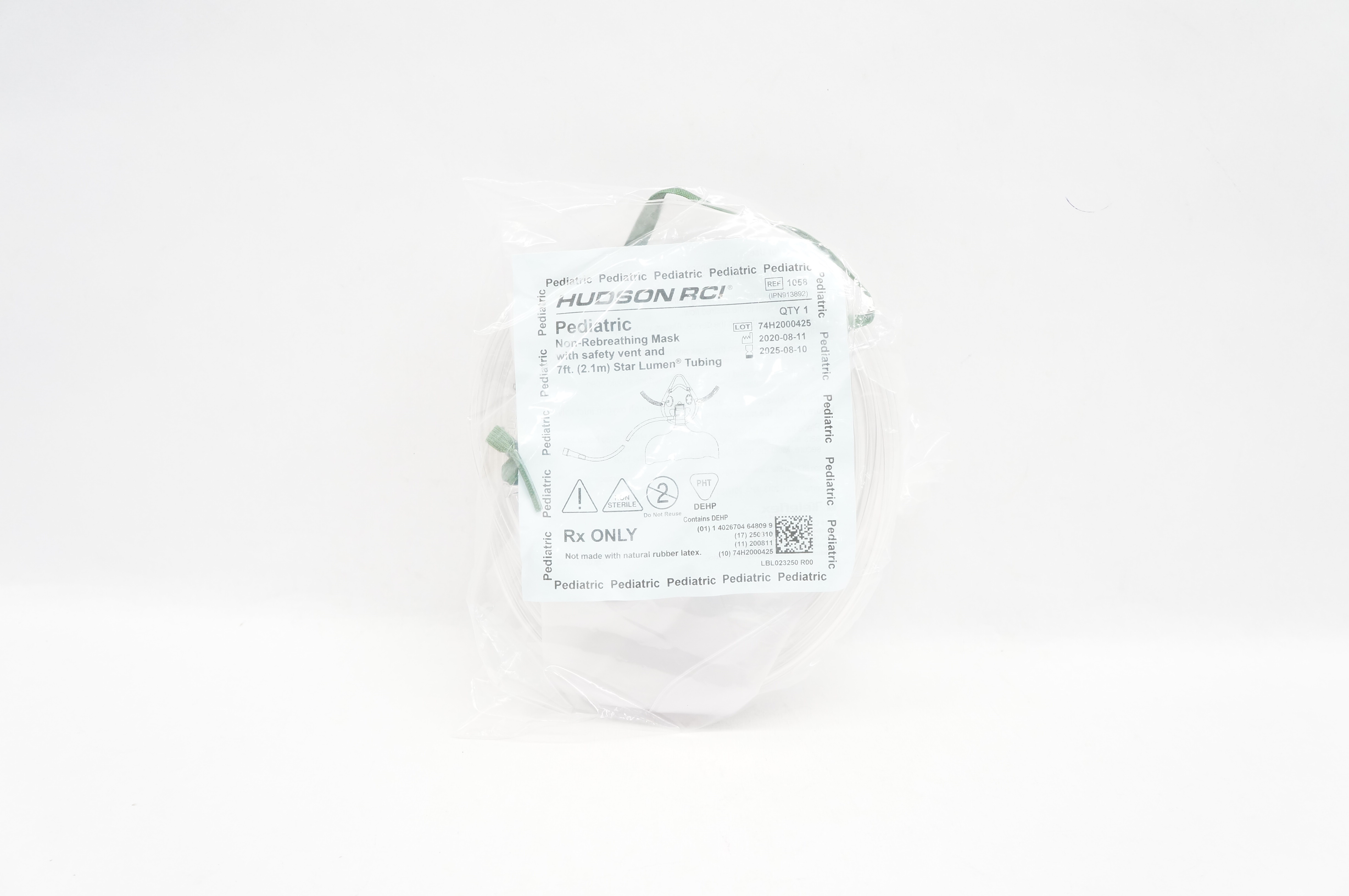 Hudson RCI 1058 Pediatric Non-Rebreathing Mask with Safety Vent 7Ft.
