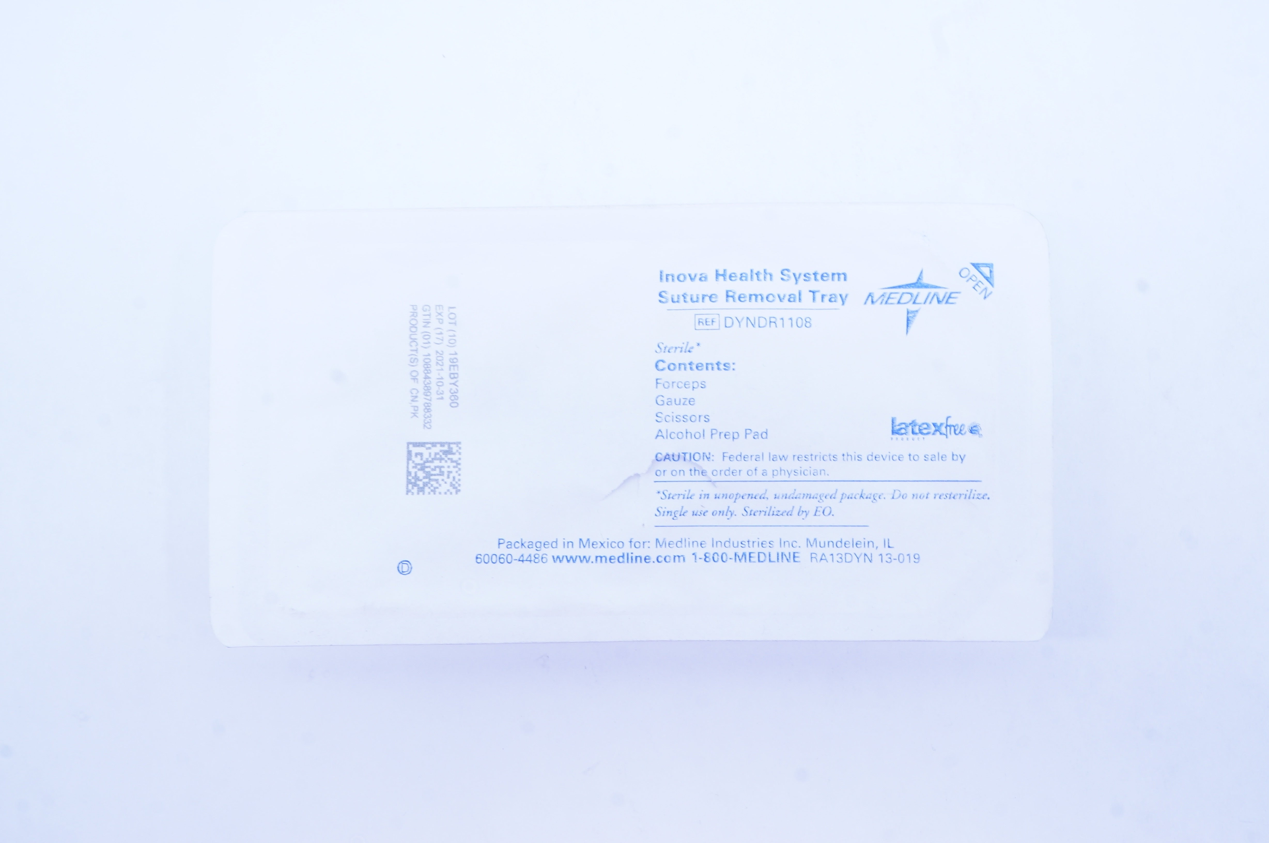Medline DYNDR1108 Inova Health System Stre Removal Tray (x)