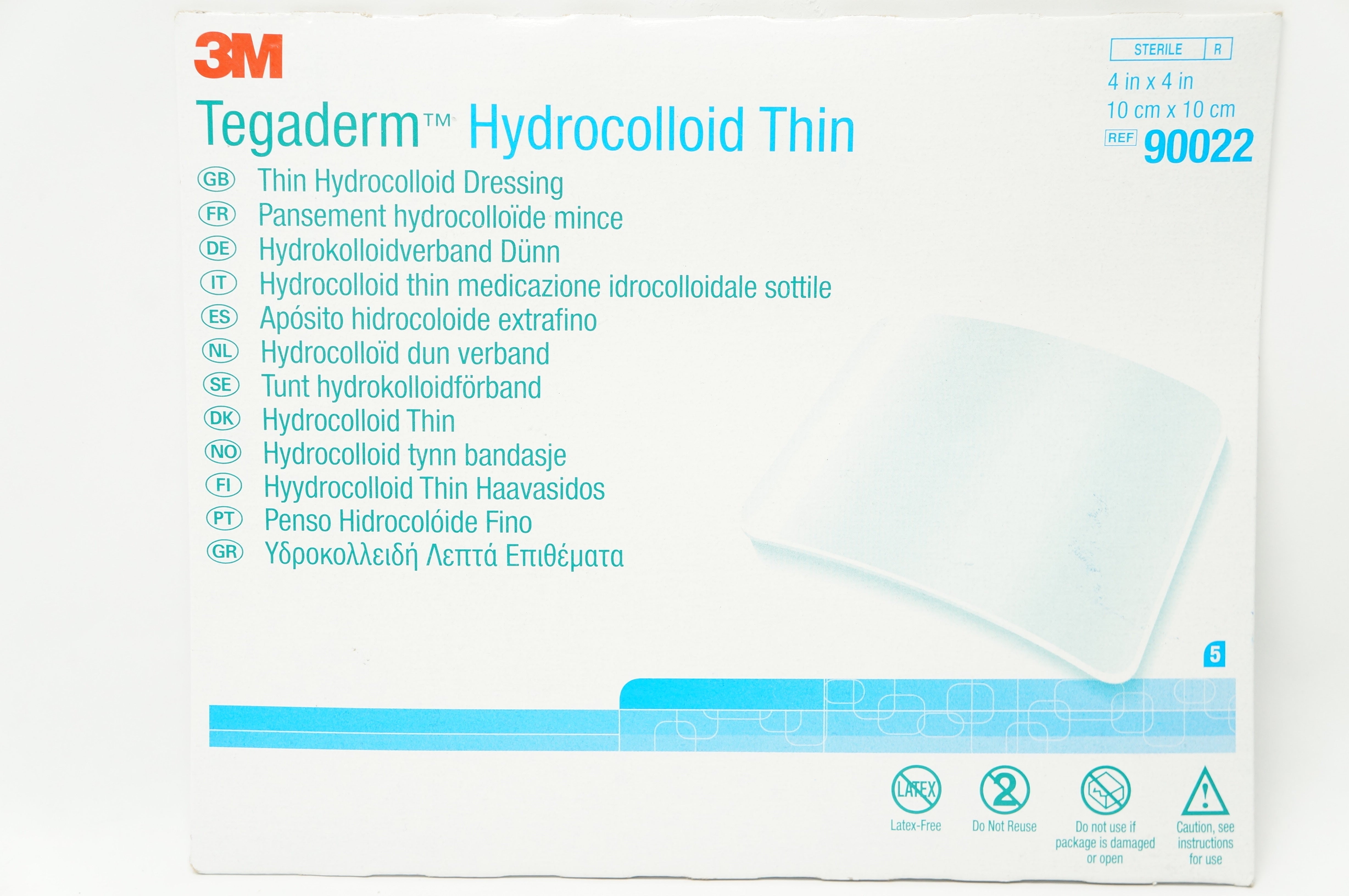 3M 90022 Tegaderm Hydrocolloid Thin 4inch x 4inch - Box of 5