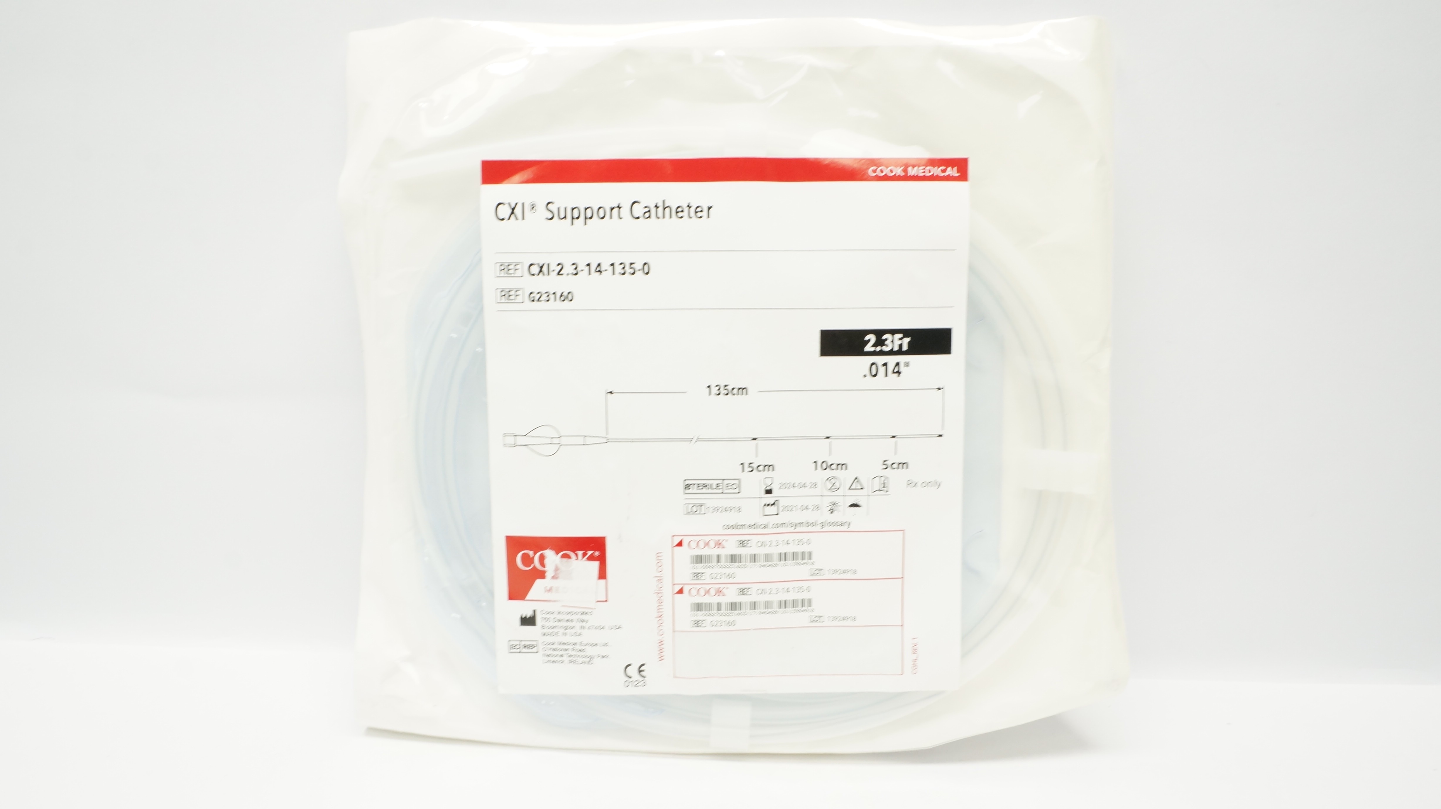 Cook Medical G23160 CXI Support Cath. 2.3Fr x.014In x 135cm 15cm x 10cm x 5cm(x)