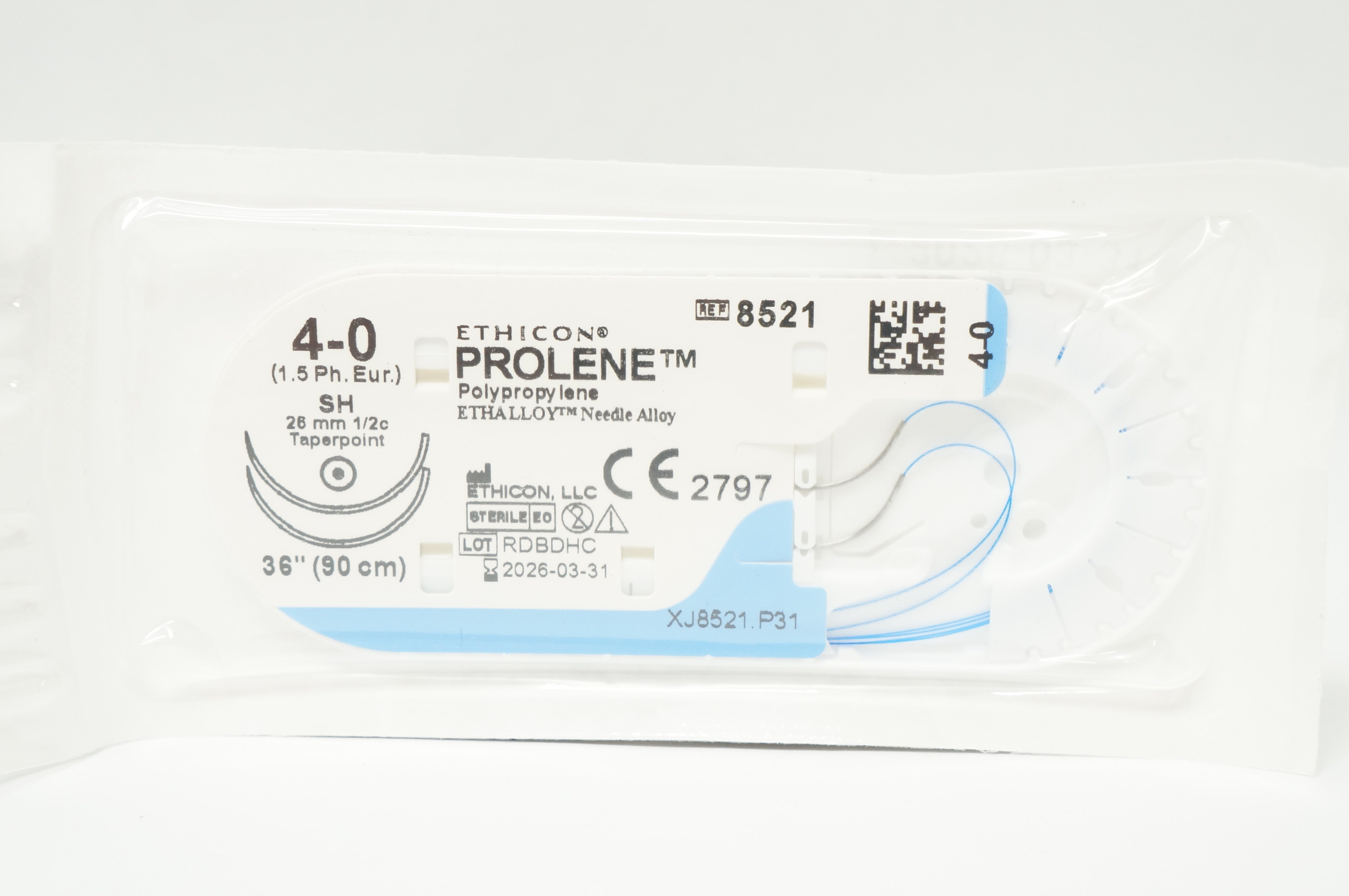 Ethicon 8521 4-0 Prolene Polypropylene Stre SH 26mm 1/2c Taperpoint, 36 ...