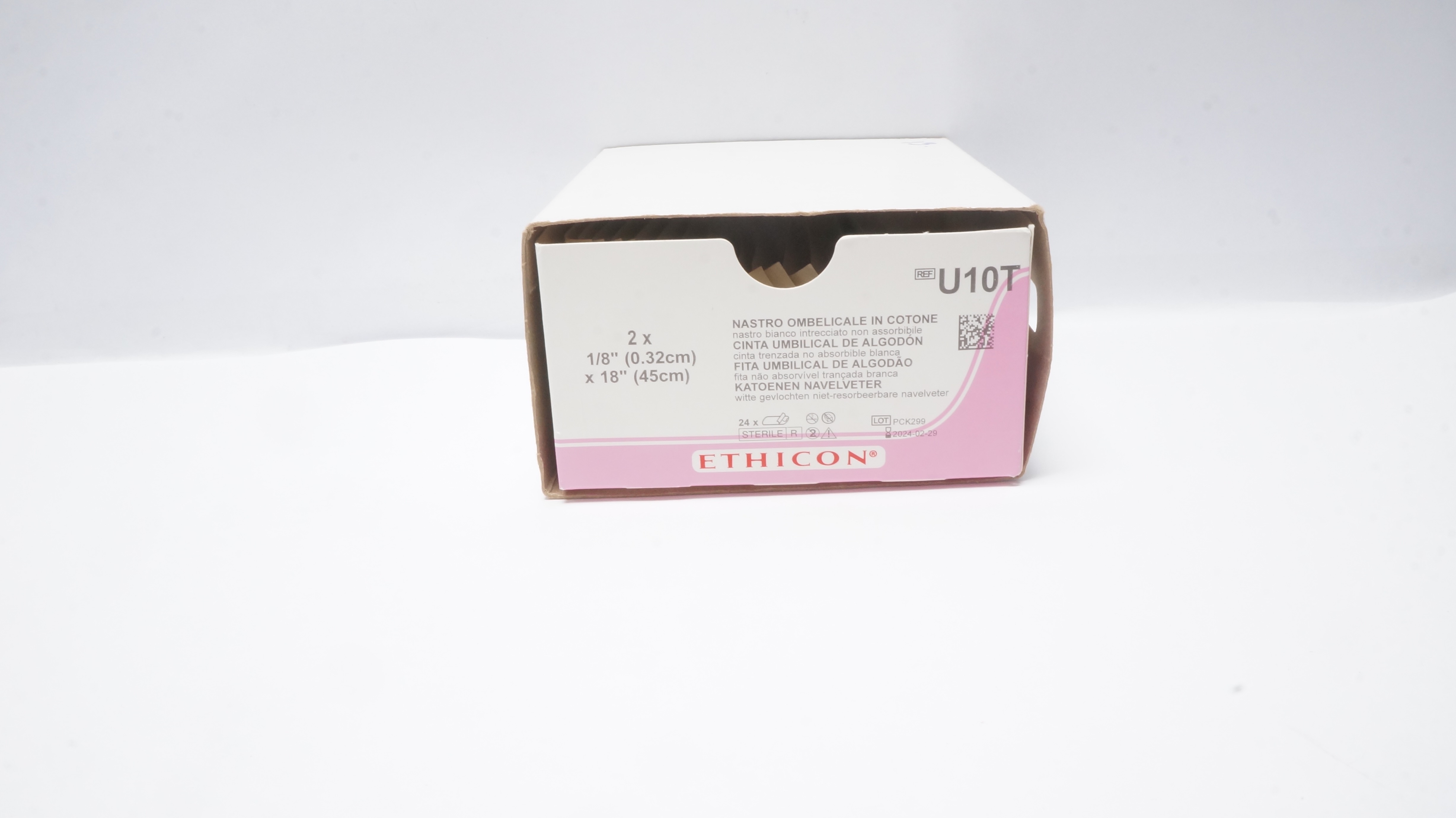 Ethicon U10T COTTON UMBILICAL TAPE 2 x 1/8inch x 18inch (x) - Box of 13
