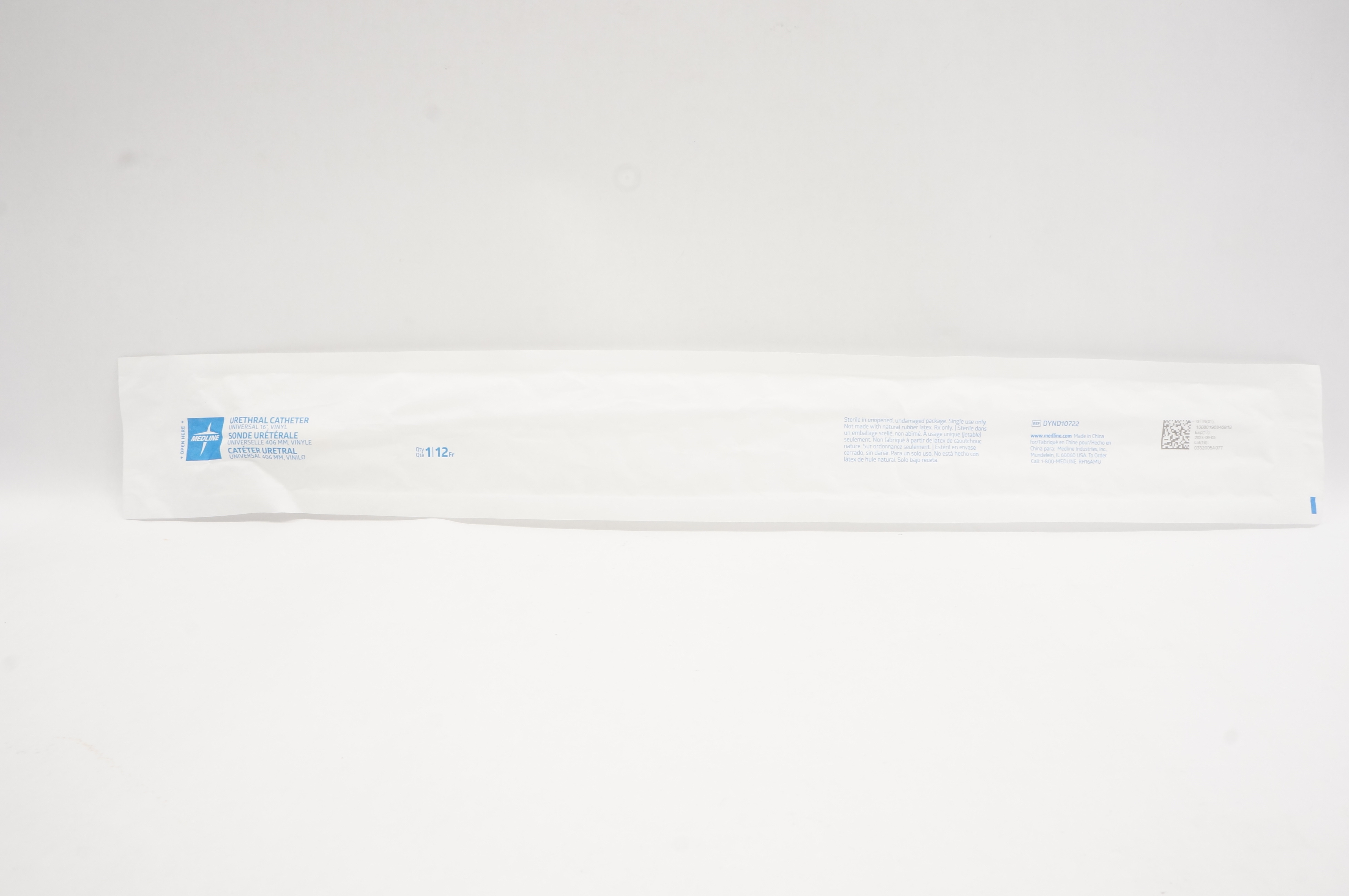 Medline DYND10722 Urethral Cath, Universal  12Fr x 16inch