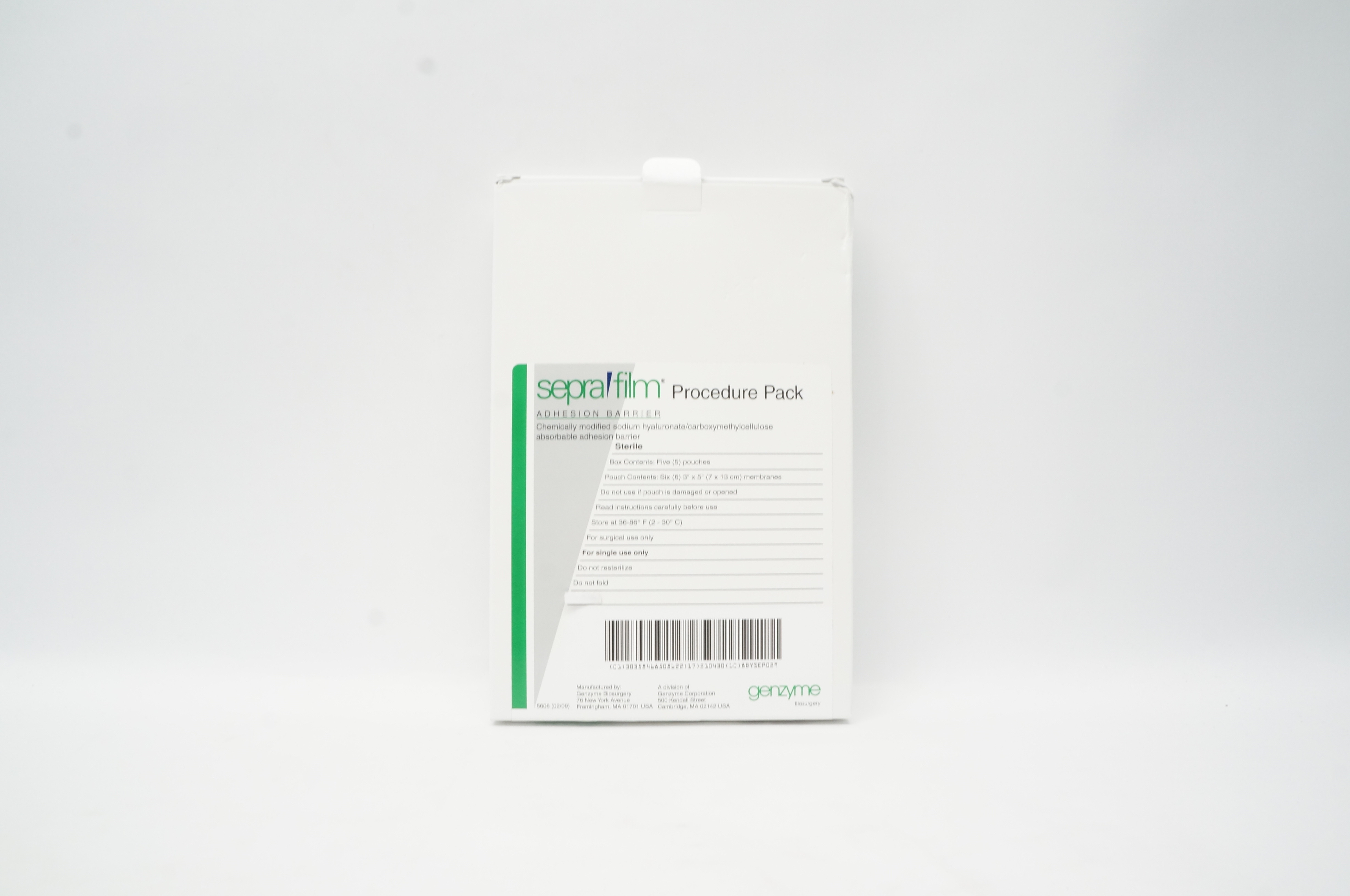 Genzyme 5086-02 Sepra Film Adhesion Barrier 3inch x 5inch (x) - Box of 5