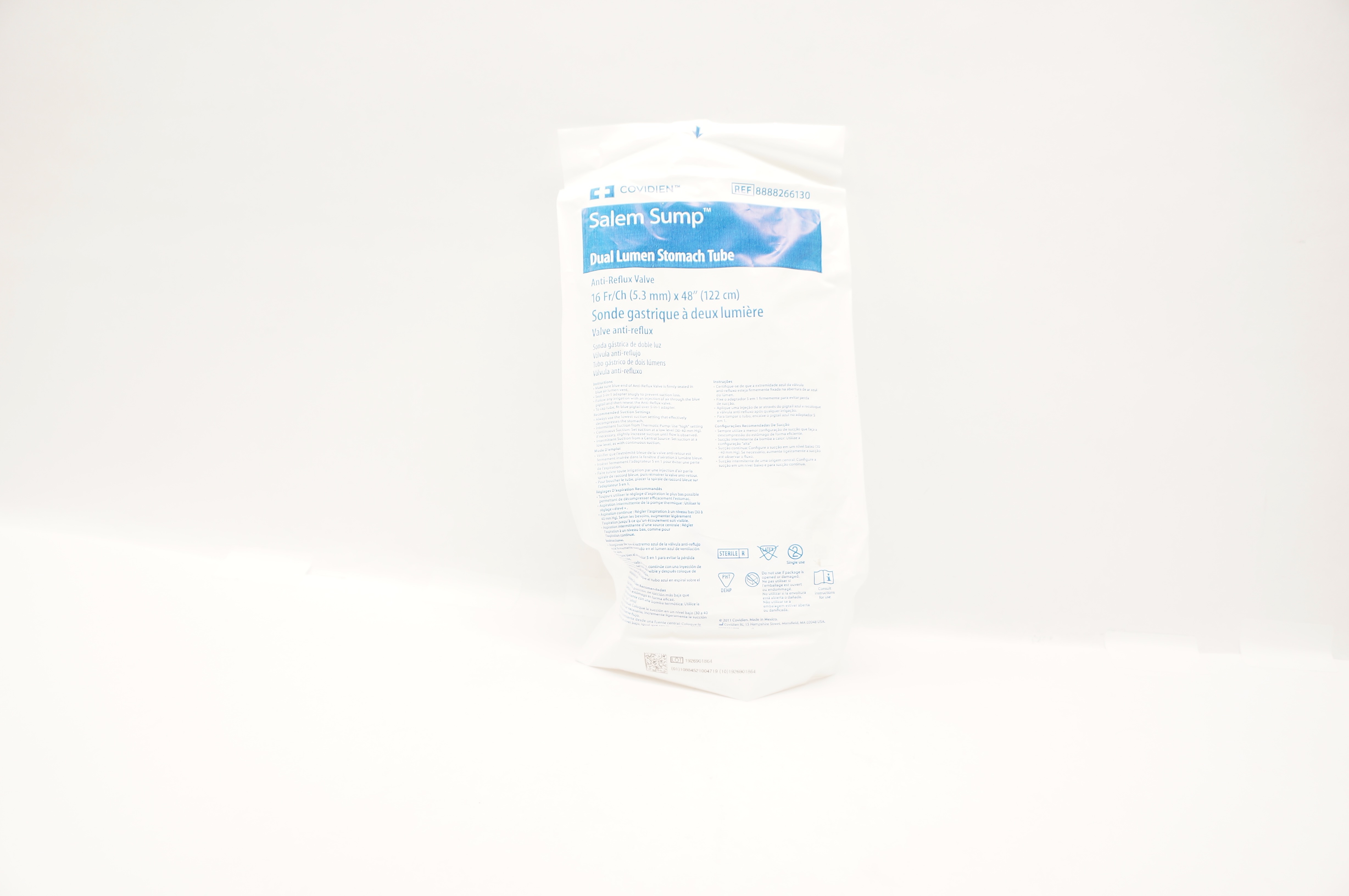 Covidien 8888266130 Salem Sump Dual Lumen Stomach Tube 16Fr/Ch x 48 inch