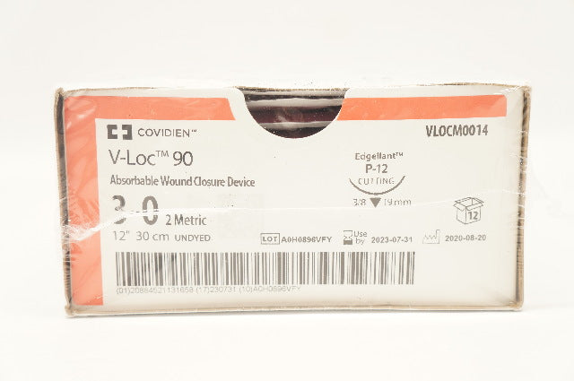 Covidien VLOCM0014 3-0 V-Loc 90 Edgellant P-12, 3/8 19mm, 12inch - Box of 12